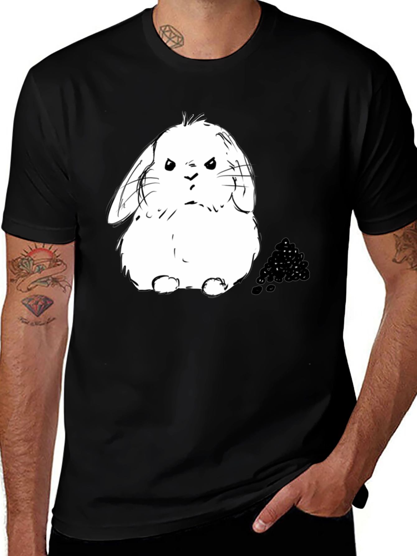 Variant 29 of Angry Bunny Black T-Shirt - Cute & Edgy Apparel