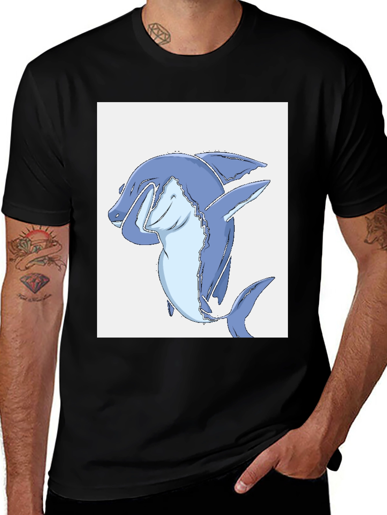 Variant 21 of Dabbing Shark Black T-Shirt