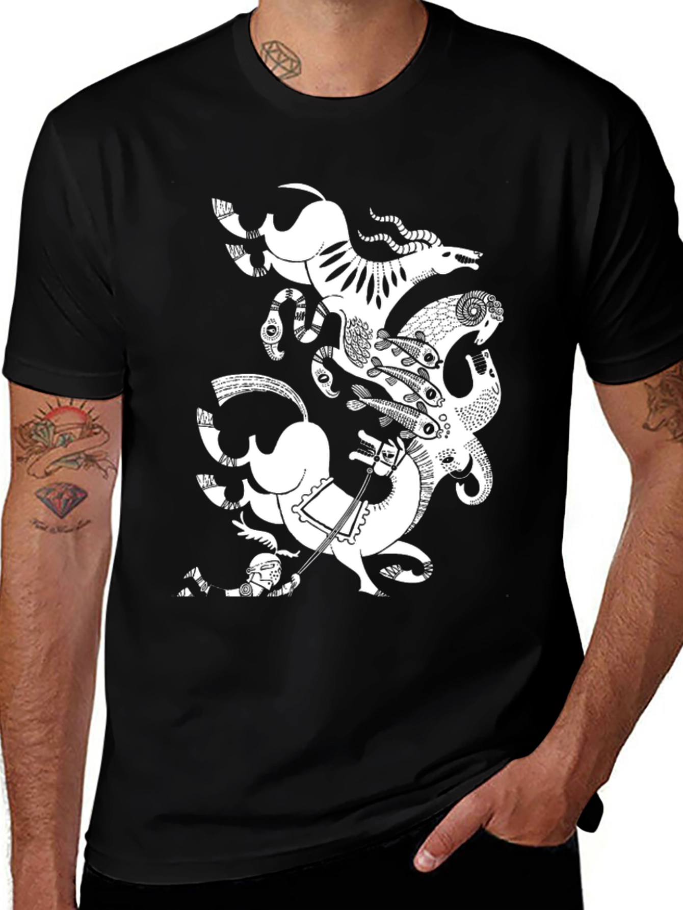 Variant 9 of Abstract Animal Print Black T-Shirt