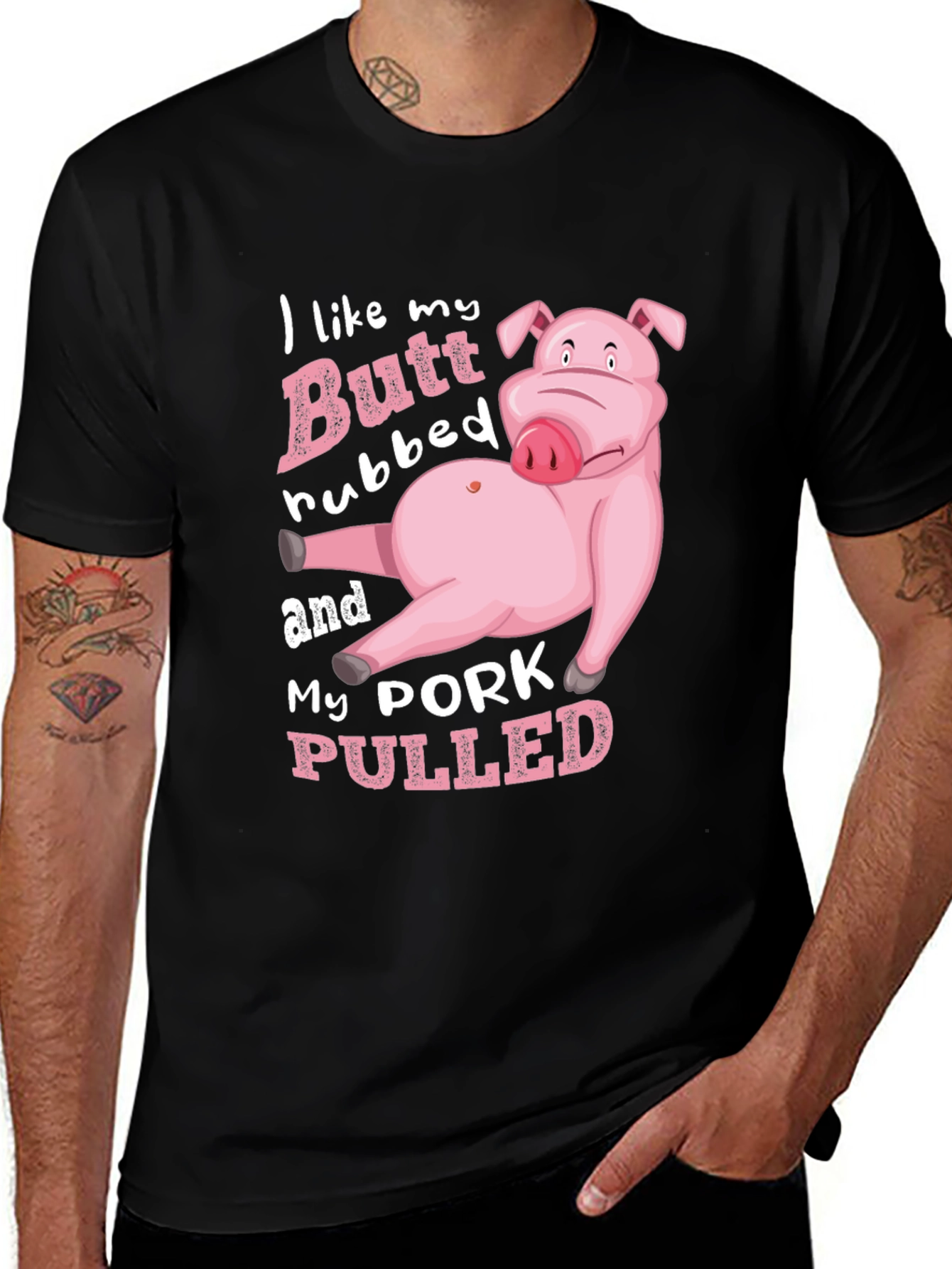 Variant 9 of Humorous "Butt Rubbed & Pork Pulled" Pig Graphic Tee