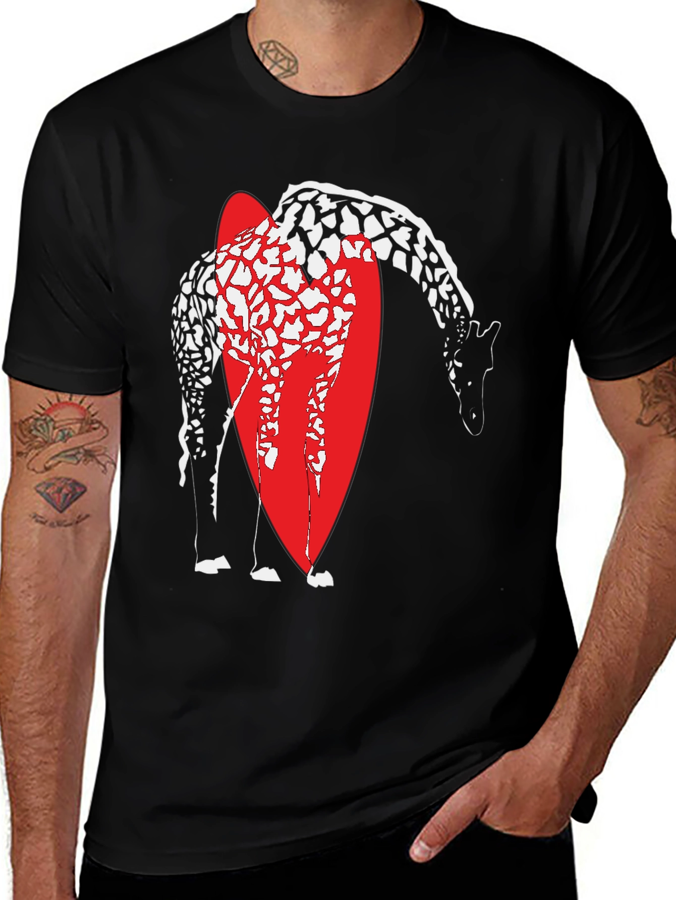 Black Giraffe Graphic Tee - Stylish Men's Black T-Shirt main image