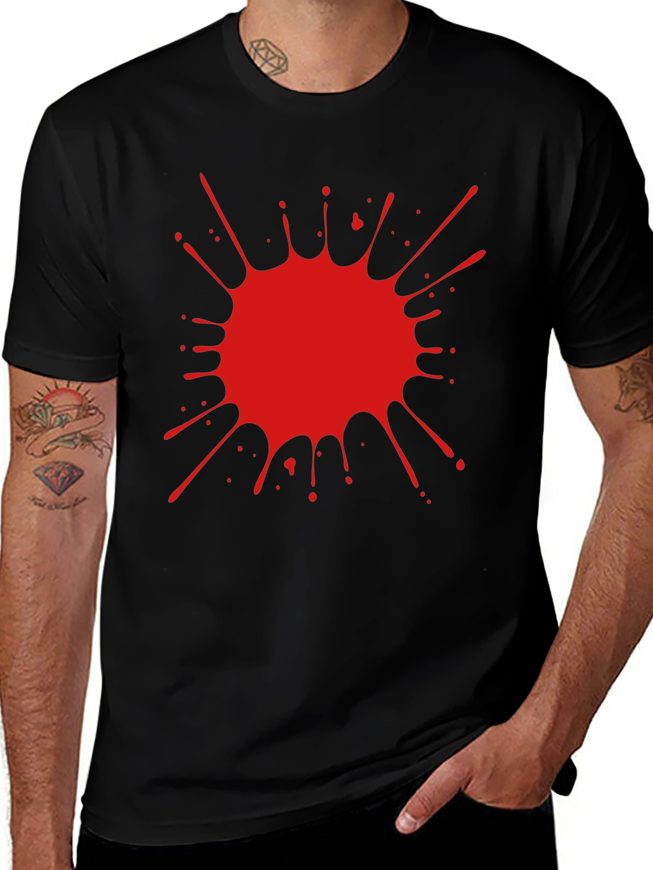 Variant 13 of Red Splash Graphic Black T-Shirt