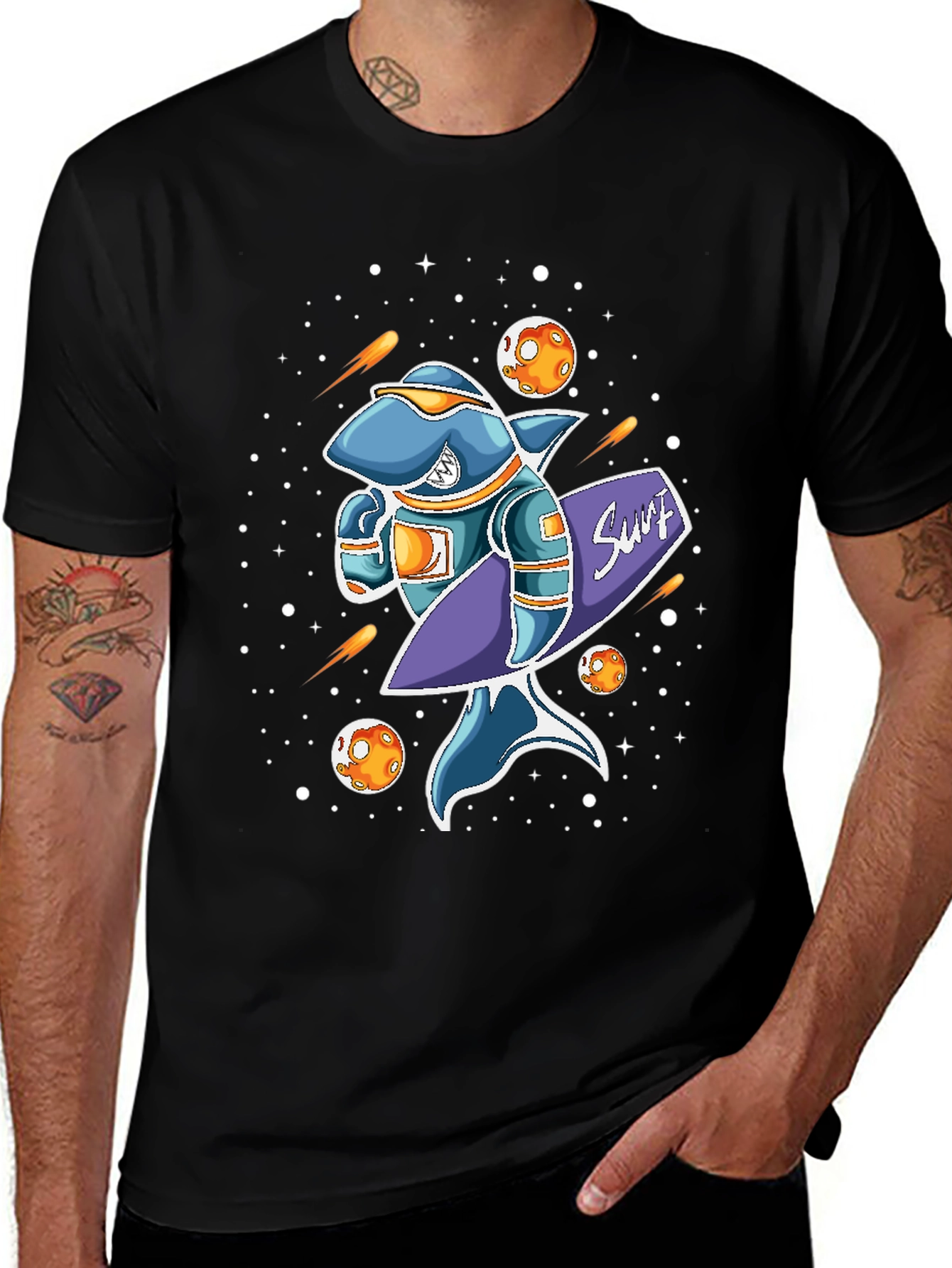 Variant 10 of Space Shark Surfer Graphic T-Shirt