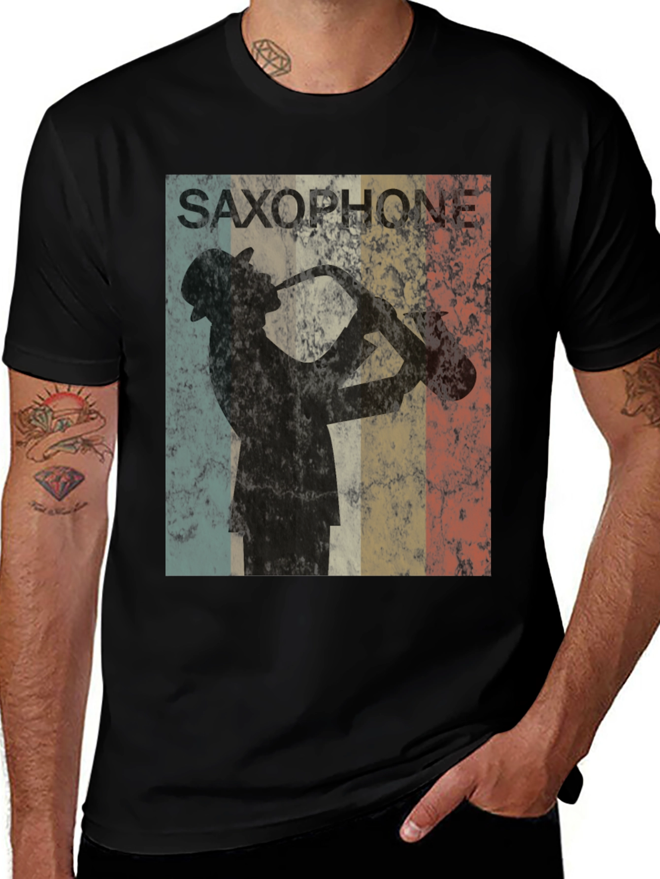 Variant 26 of Saxophone Player Graphic T-Shirt - Vintage Style