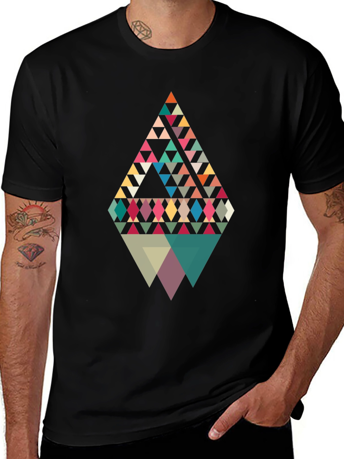 Geometric Triangle Pattern Graphic Tee