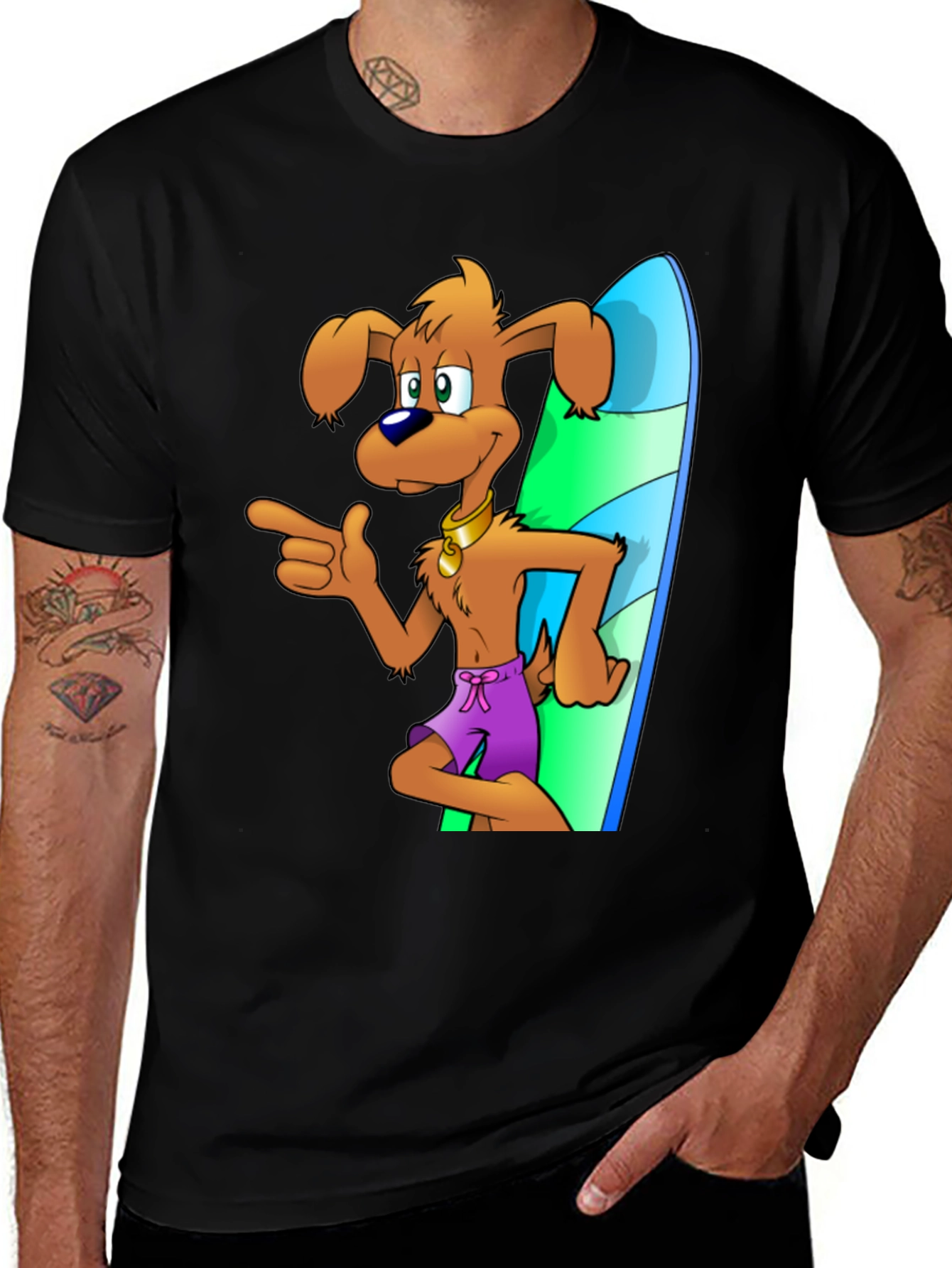 Variant 19 of Cartoon Dog Surfer T-Shirt