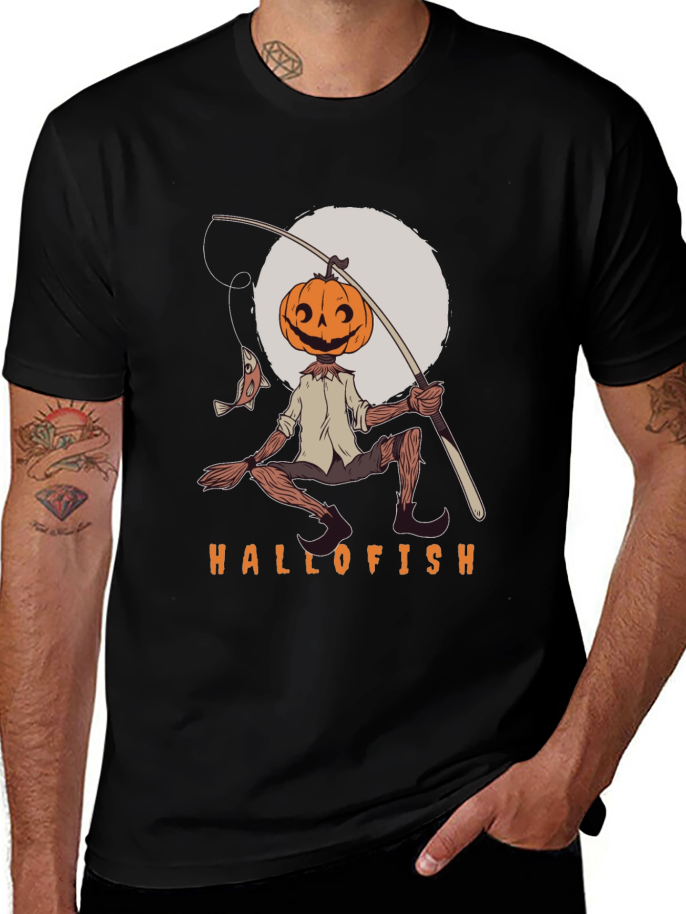 Variant 16 of Hallofish Graphic Tee - Pumpkin Head Fisherman