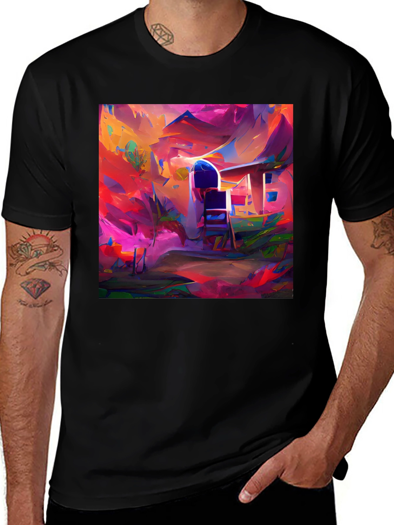 Variant 22 of Abstract Art Print Black T-Shirt