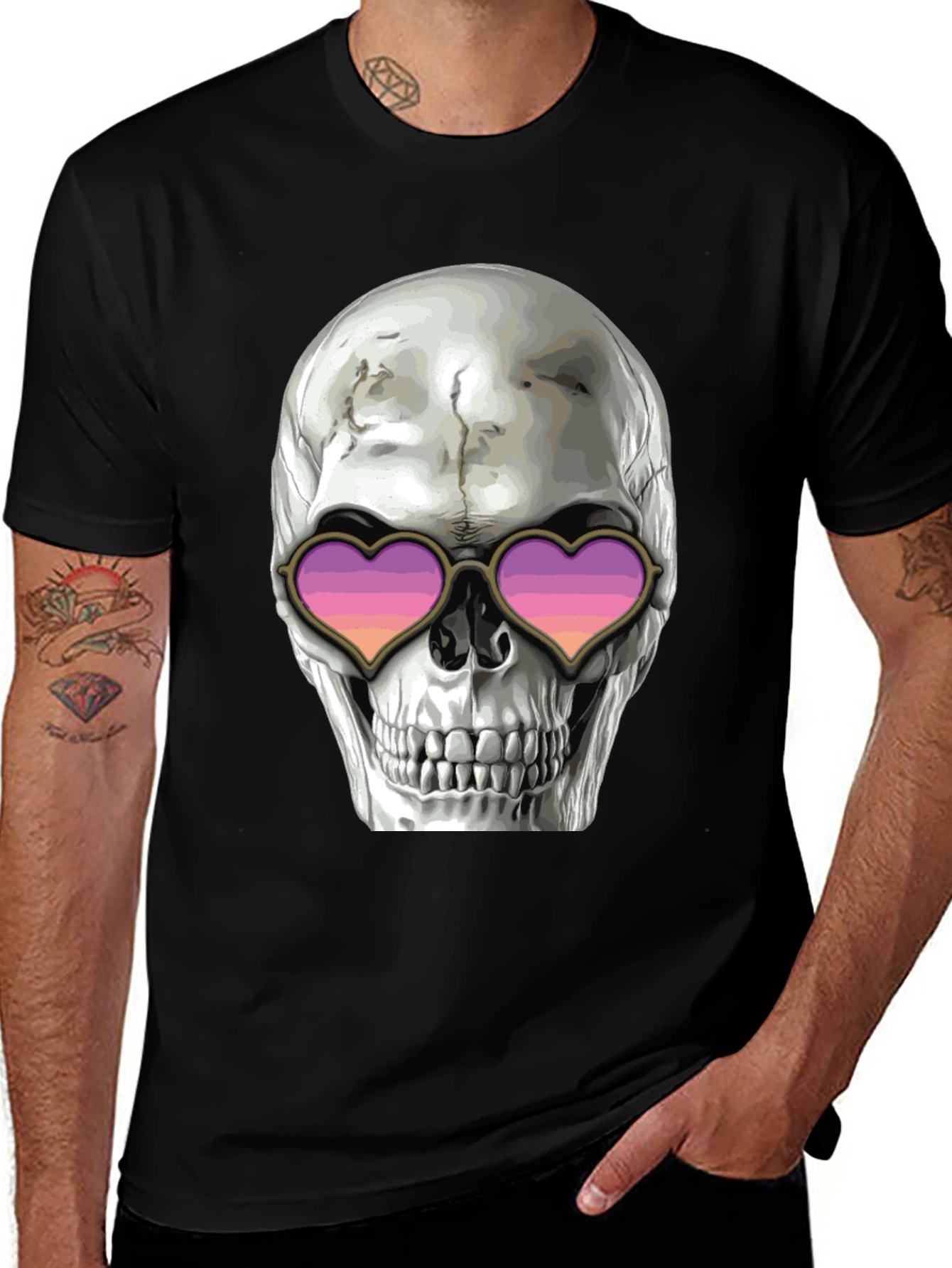 Variant 22 of Skull with Heart Sunglasses Graphic Tee