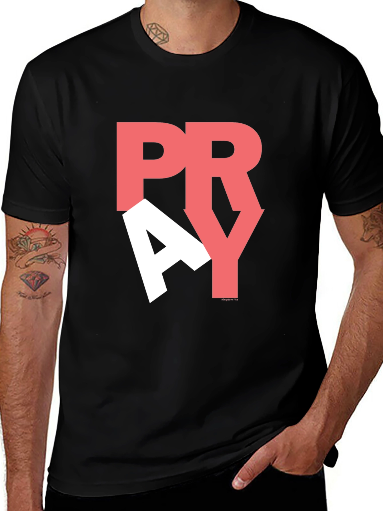 Pray Graphic Print T-Shirt - Black