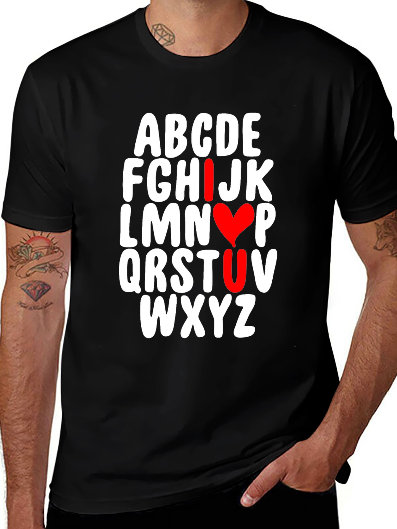 Variant 16 of I Heart U Alphabet T-Shirt