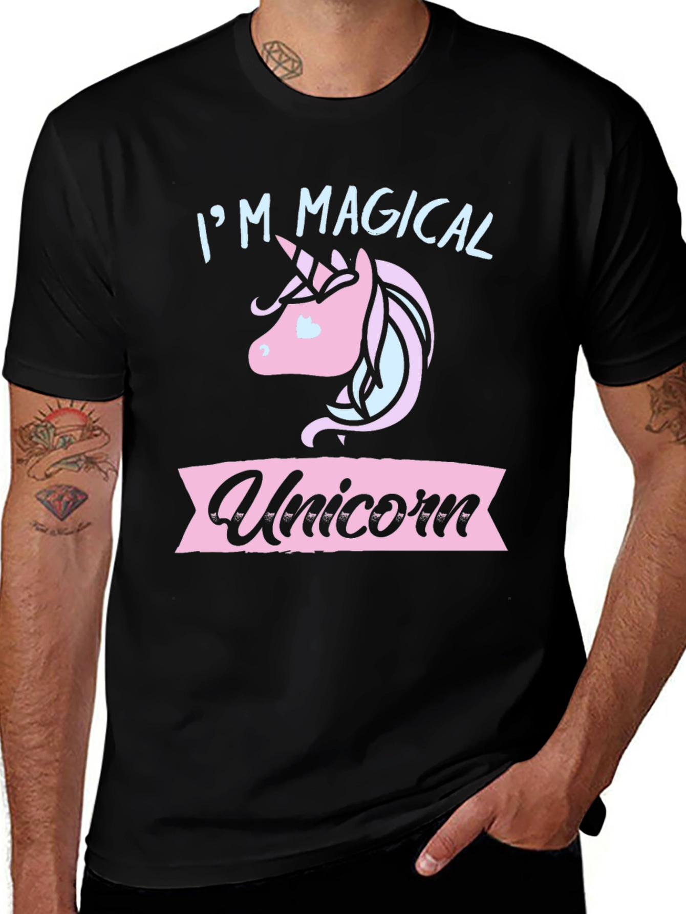 Variant 21 of Magical Unicorn T-Shirt - Men's Black Tee