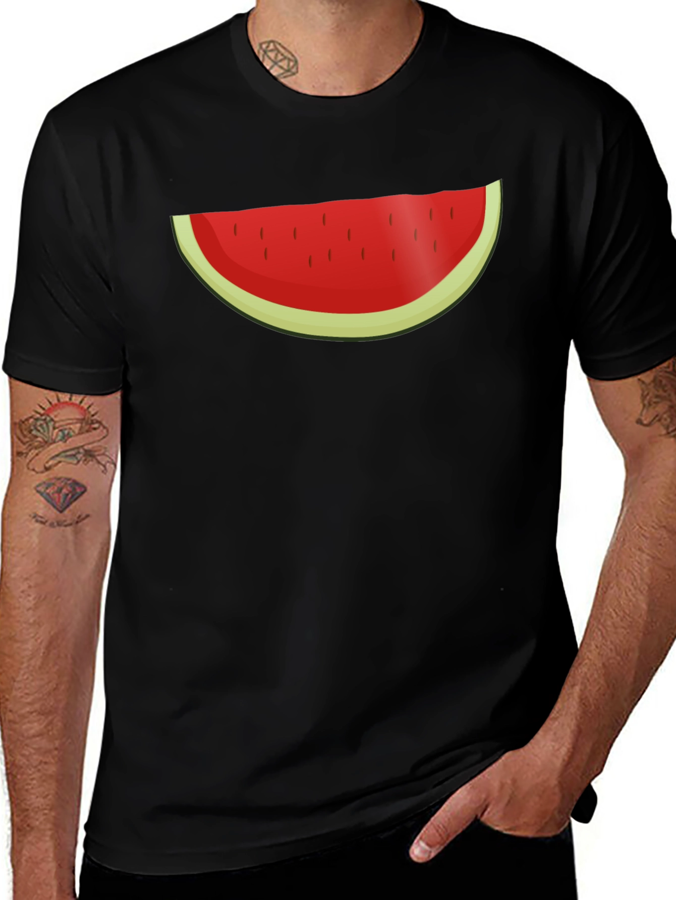 Watermelon Graphic Tee - Black Casual T-Shirt