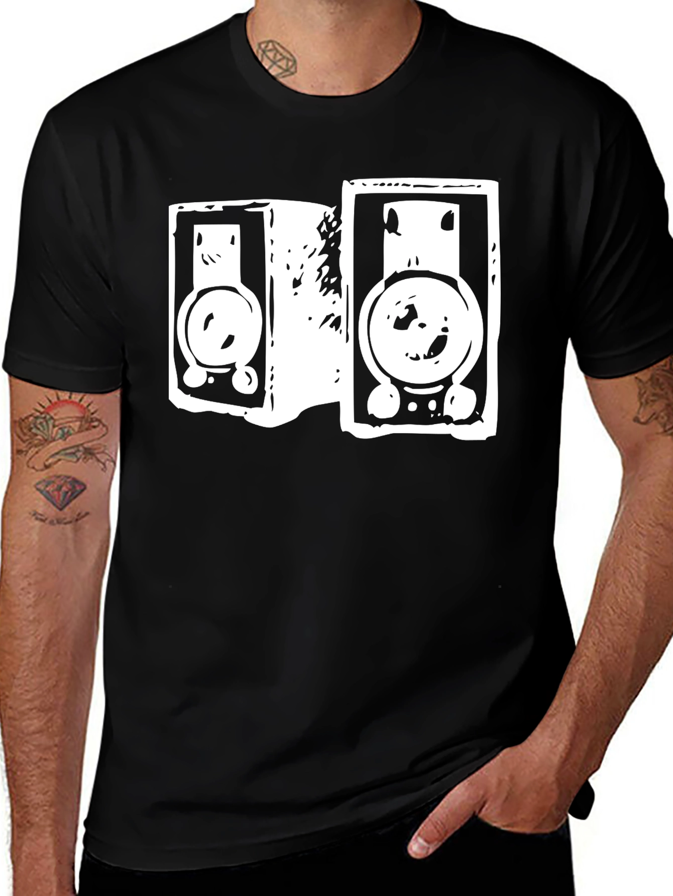 Variant 16 of Retro Speaker Graphic Tee - Black Cotton T-Shirt