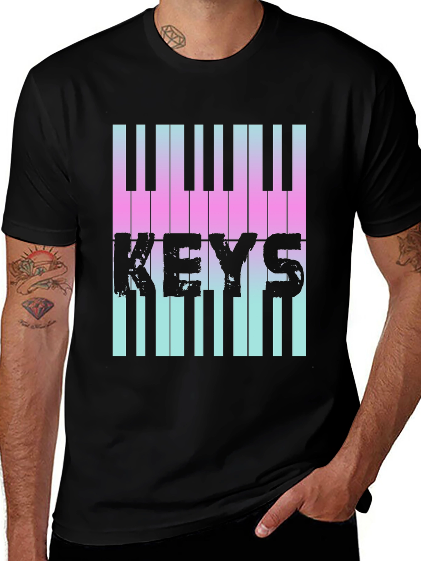 Piano Keys Graphic Tee - Musical Style T-Shirt