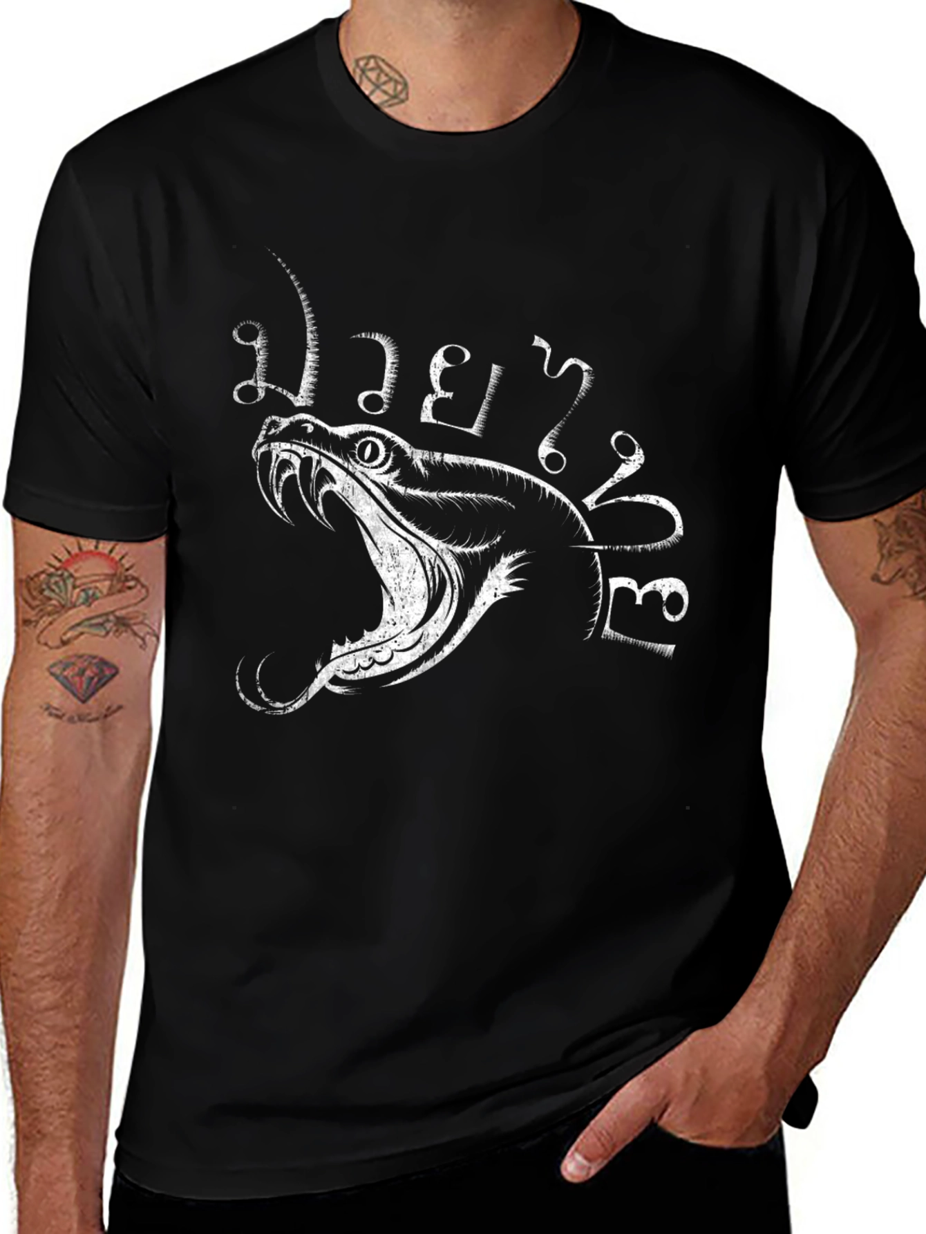 Muay Thai Snake Graphic Tee - Black Cotton T-Shirt