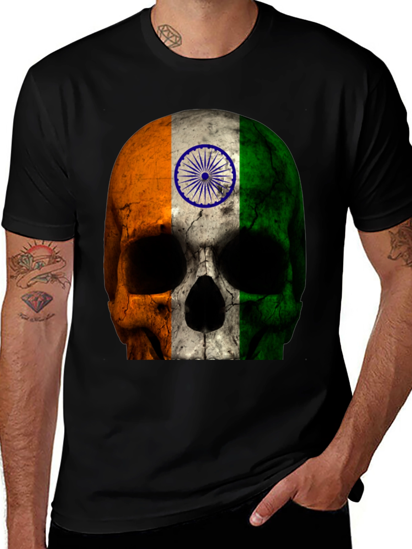 Indian Flag Skull T-Shirt - Unique Design