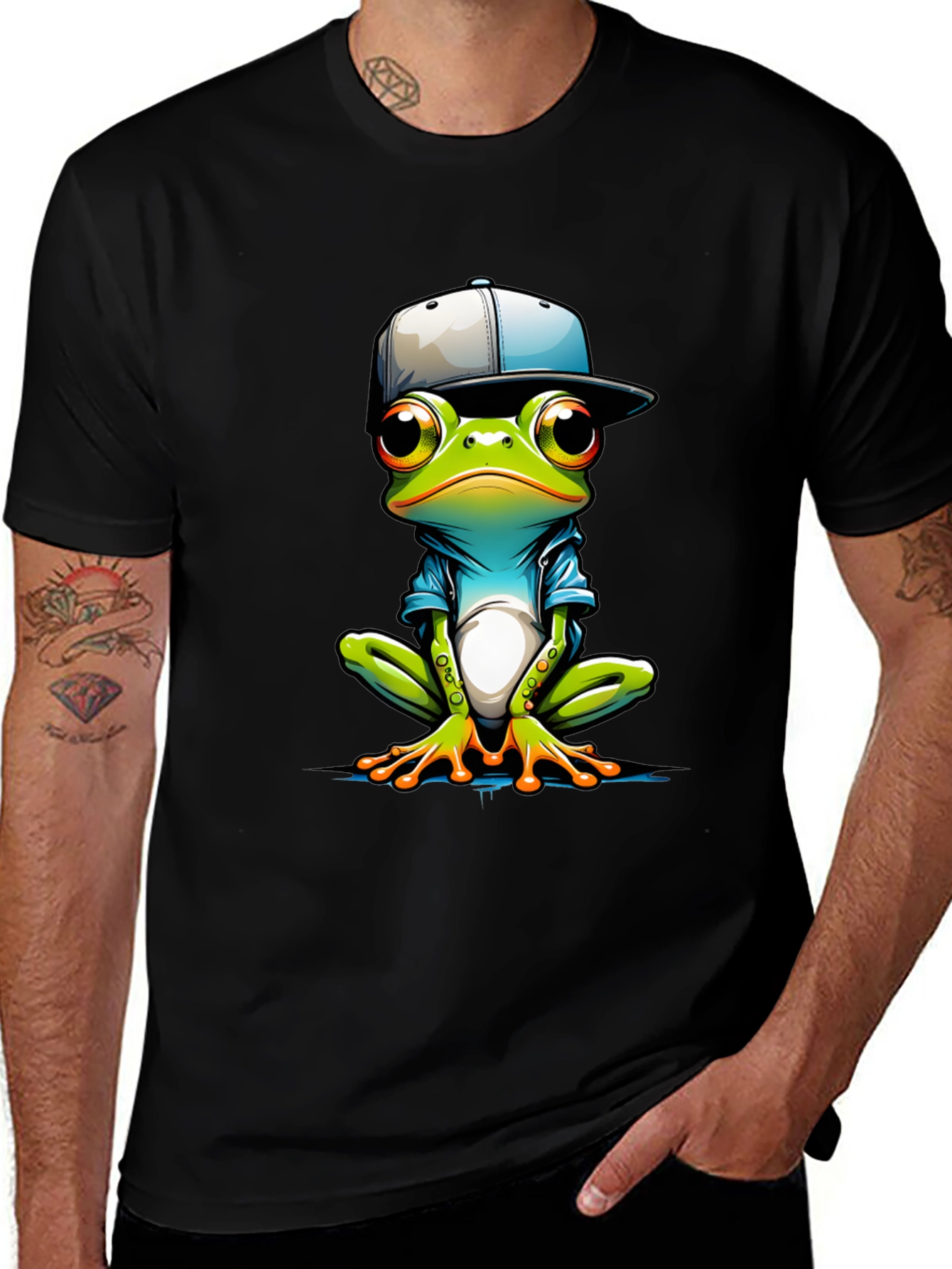 Variant 7 of Cool Frog Graphic Tee - Trendy Animal Print T-Shirt