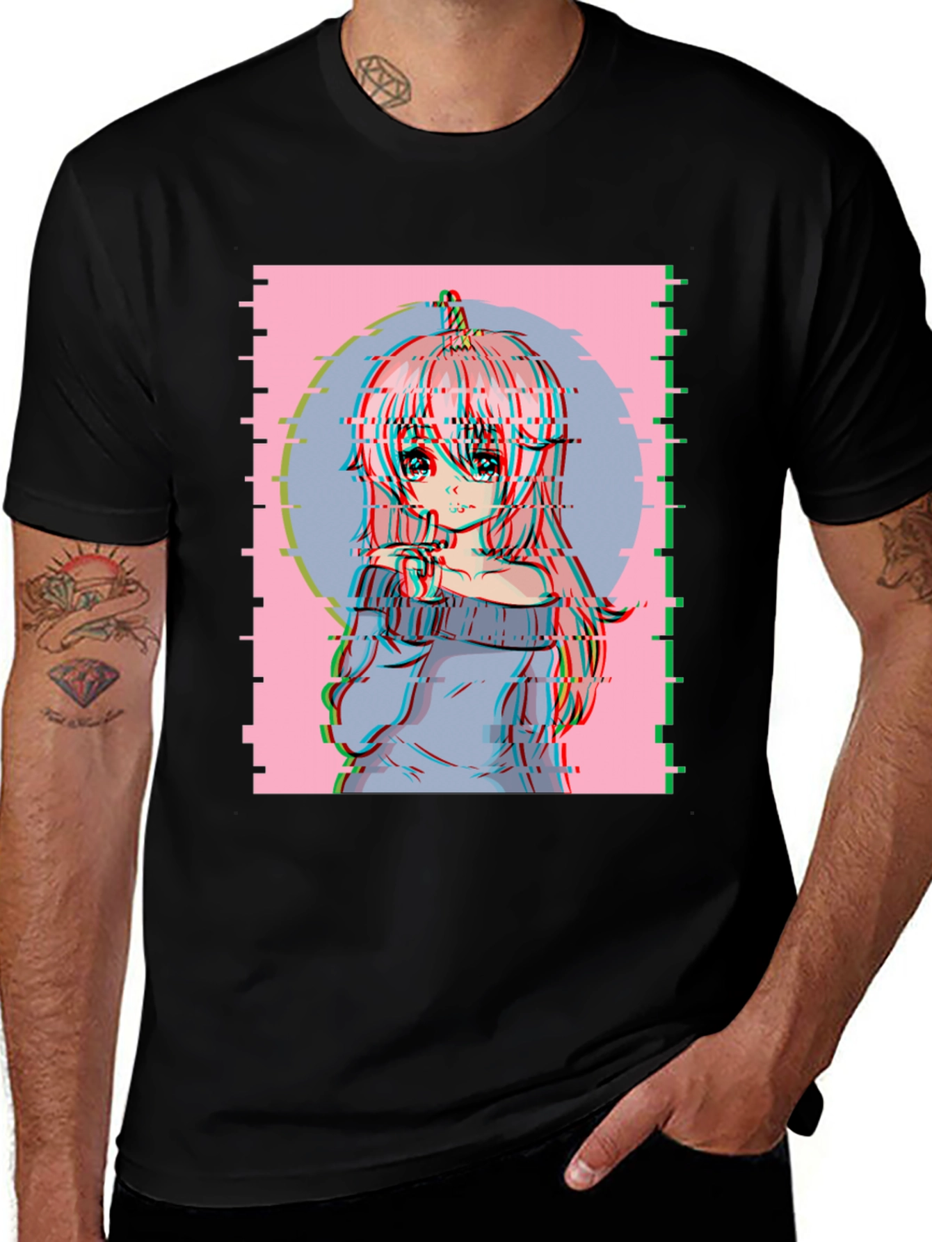 Variant 12 of Anime Glitch T-Shirt - Unique Graphic Tee