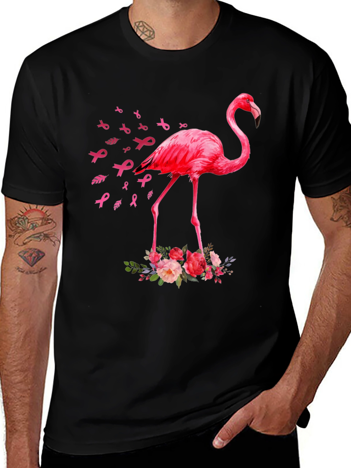 Variant 12 of Pink Flamingo Breast Cancer Awareness T-Shirt