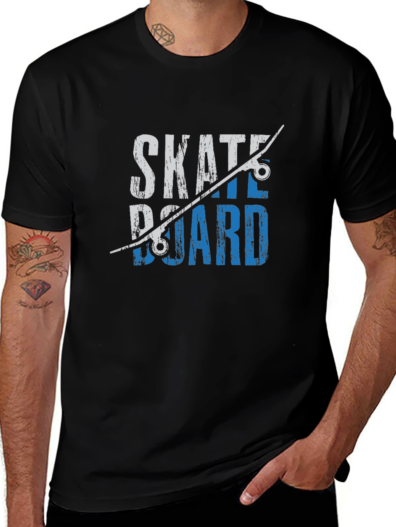 Variant 23 of Skateboard Graphic Tee - Black Cotton T-Shirt