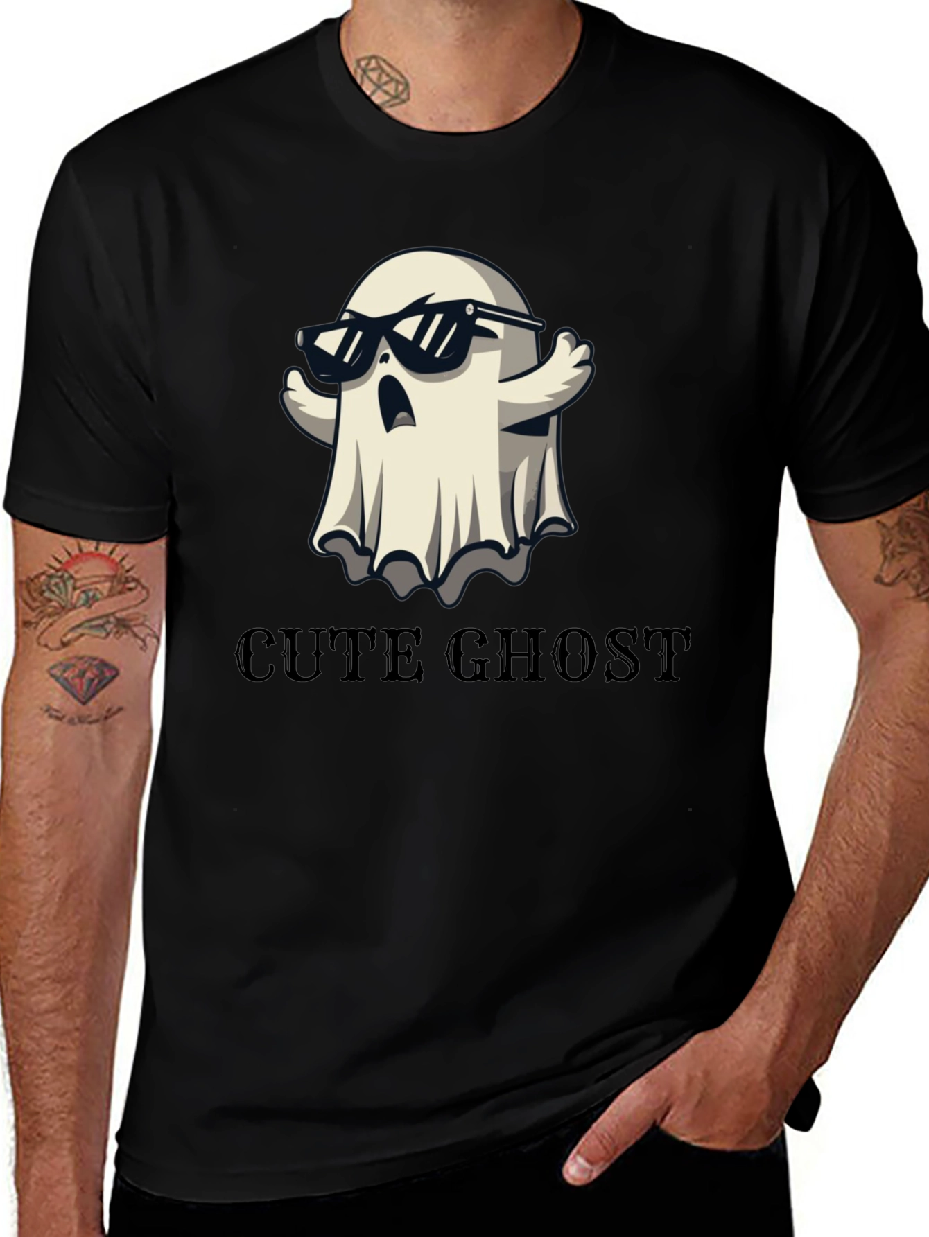 Cool Ghost Graphic Tee - Unisex Black T-Shirt