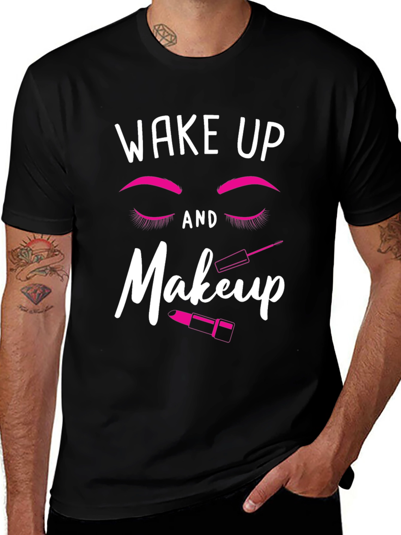 Variant 3 of Wake Up and Makeup Black T-Shirt