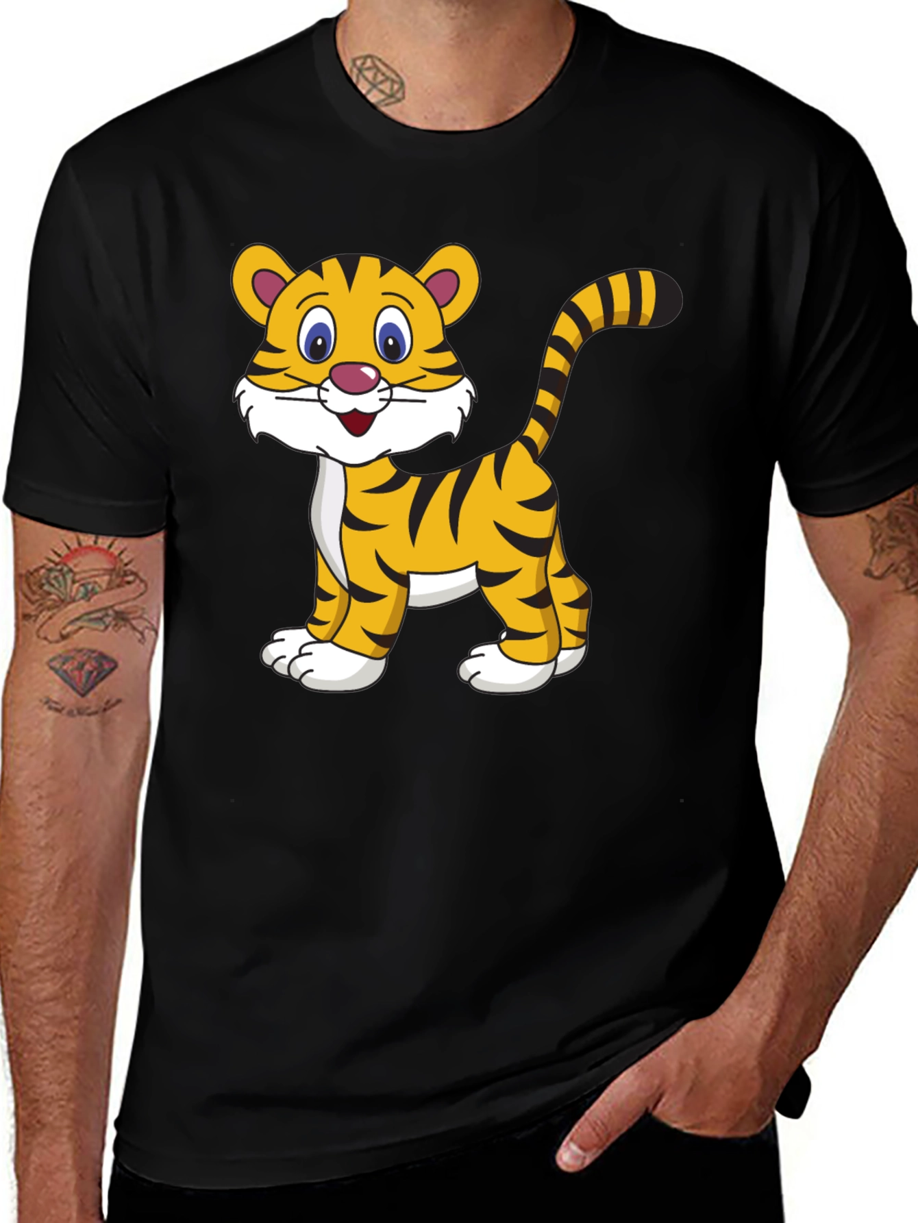 Variant 9 of Cute Tiger Graphic Tee - Black T-Shirt
