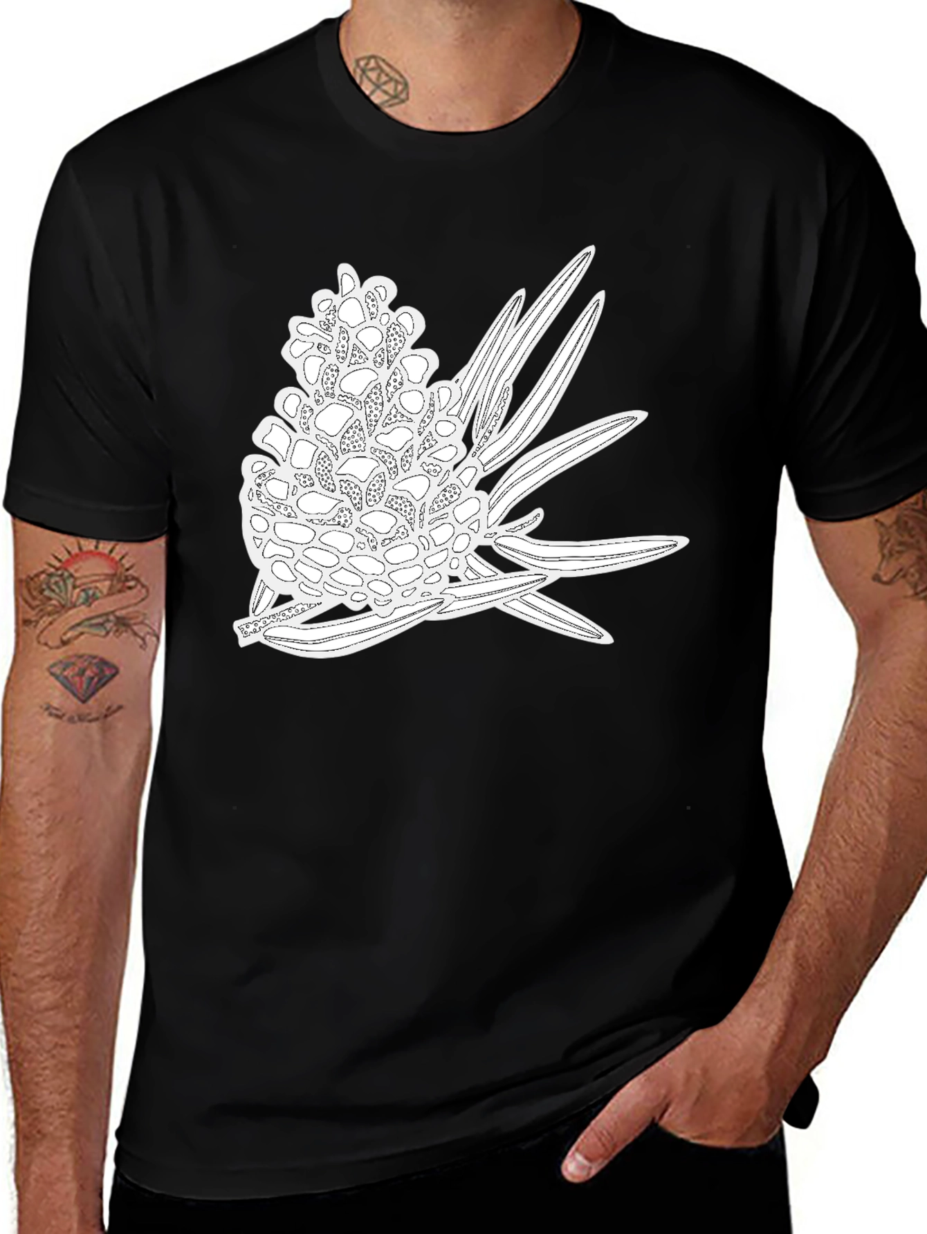 Banksia Print Black T-Shirt