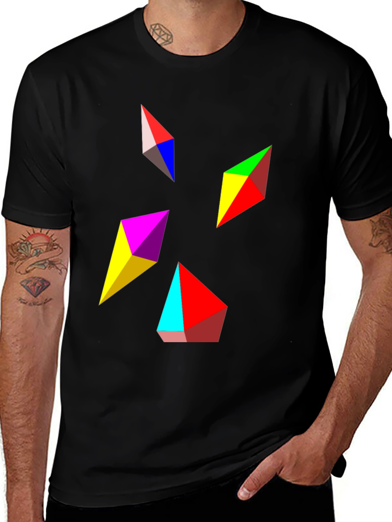 Variant 4 of Geometric Prism Graphic Black T-Shirt