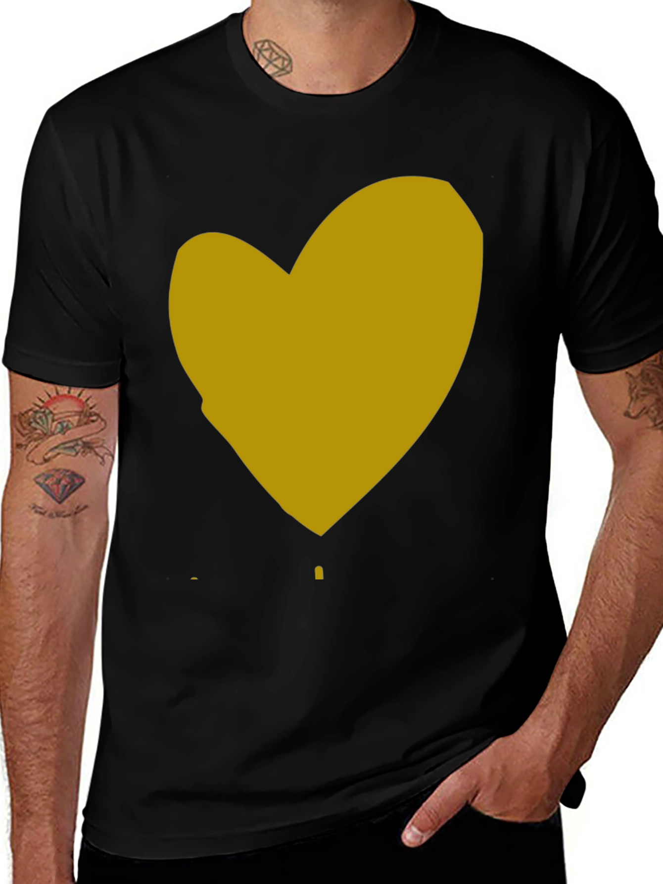 Variant 24 of Heart Graphic Black Cotton T-Shirt