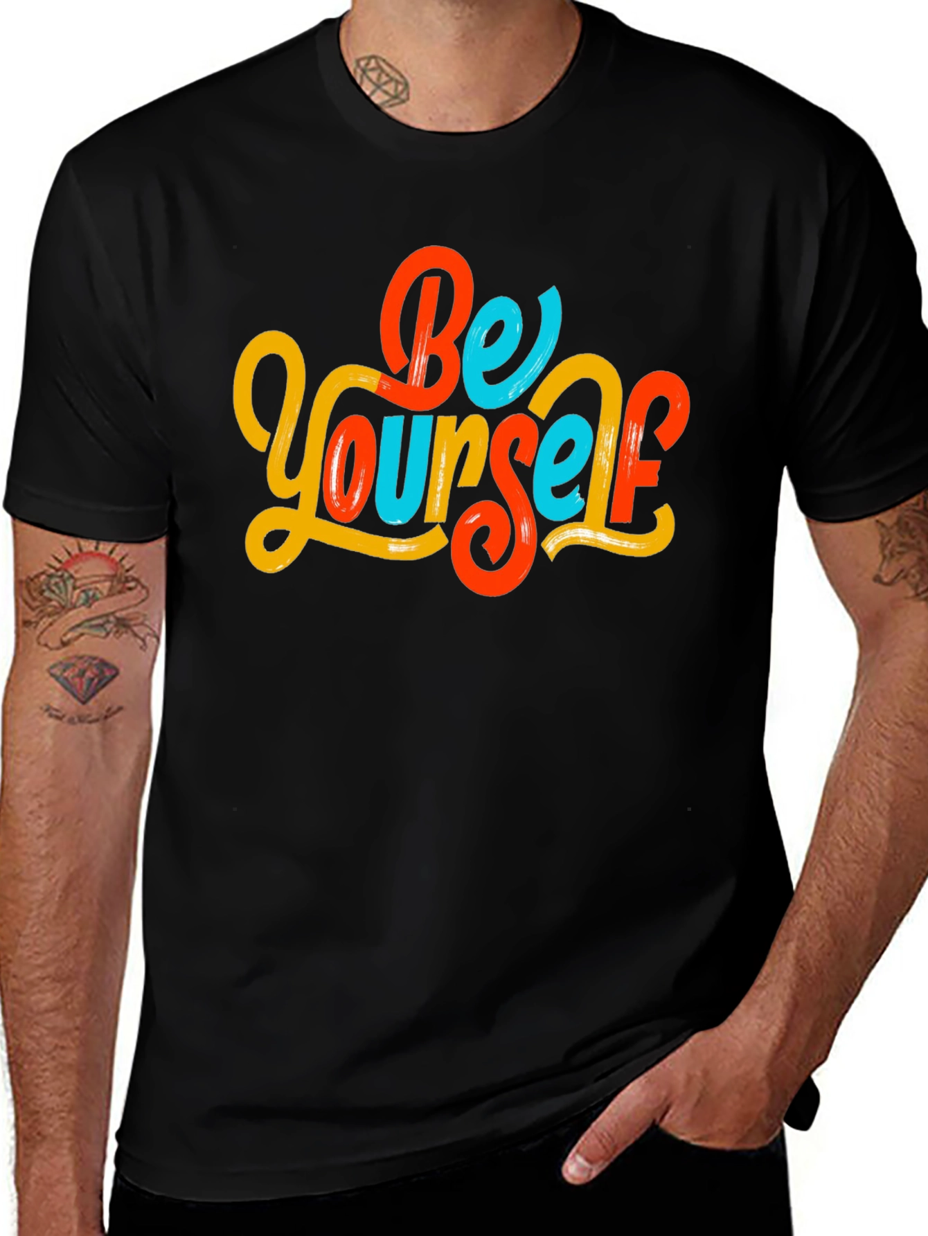 Variant 10 of Be Yourself Graphic Tee - Men's Black T-Shirt