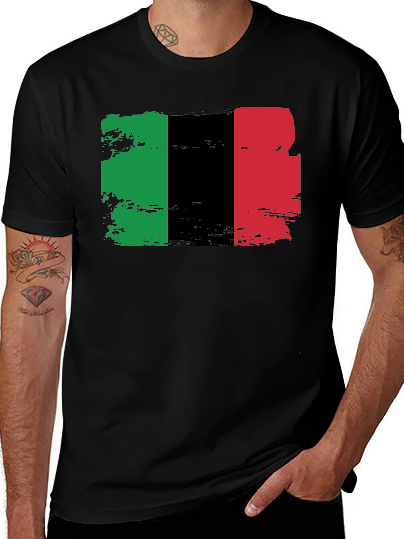 Variant 22 of Pan-African Flag T-Shirt - Black Cotton Blend Tee