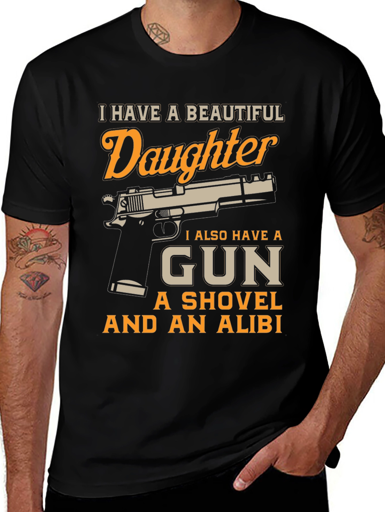 Variant 3 of I Have a Beautiful Daughter Gun T-Shirt
