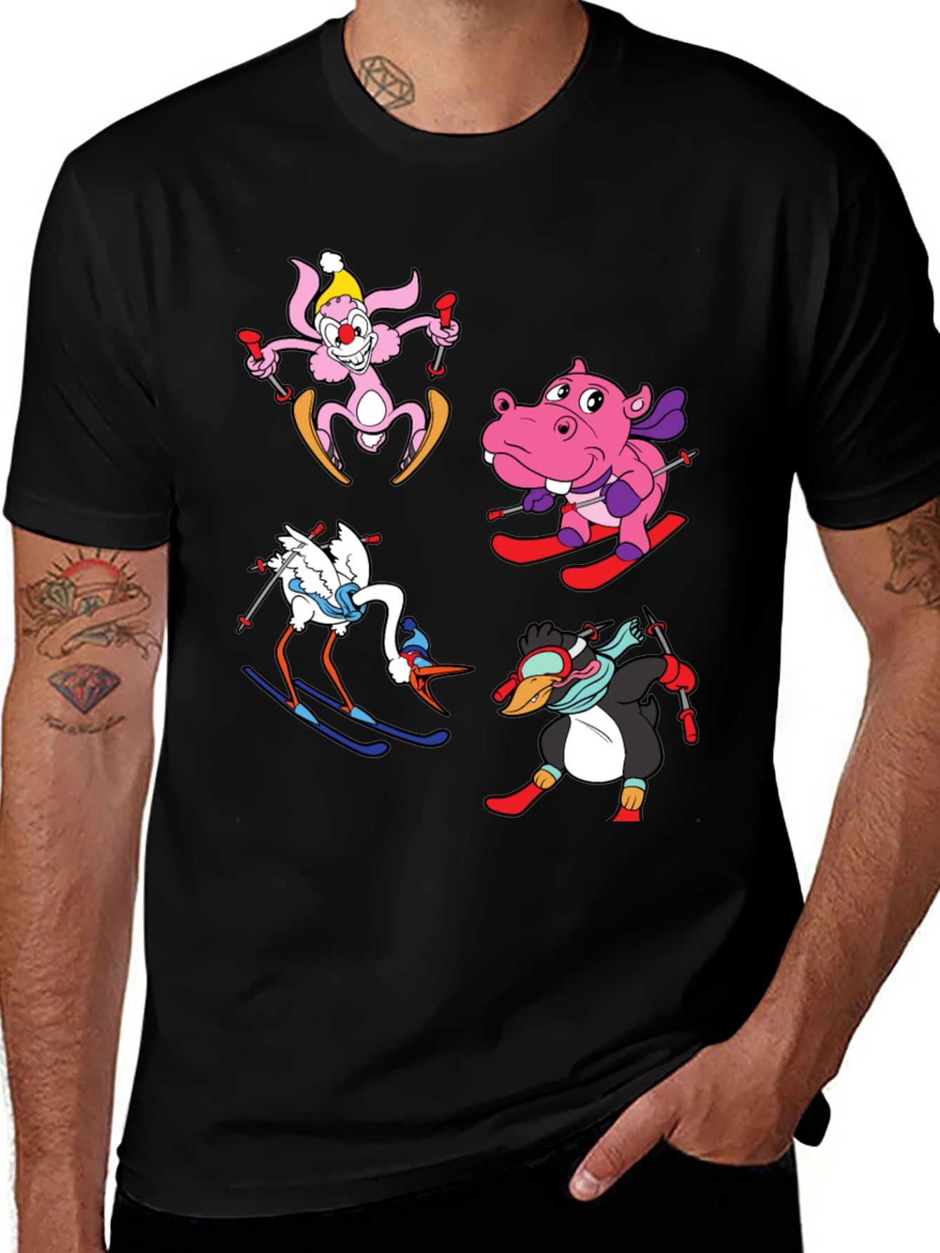 Variant 15 of Skiing Animal Cartoon T-Shirt