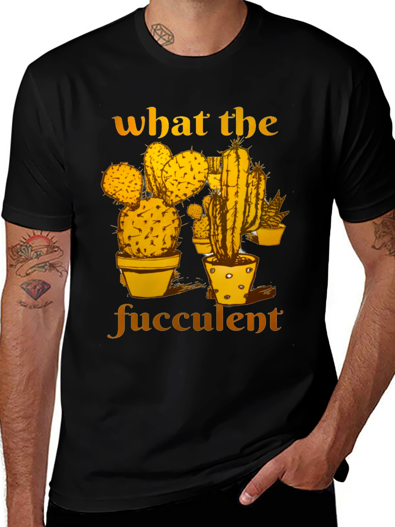 Variant 28 of What the Fucculent Graphic Tee - Cactus Humor Shirt