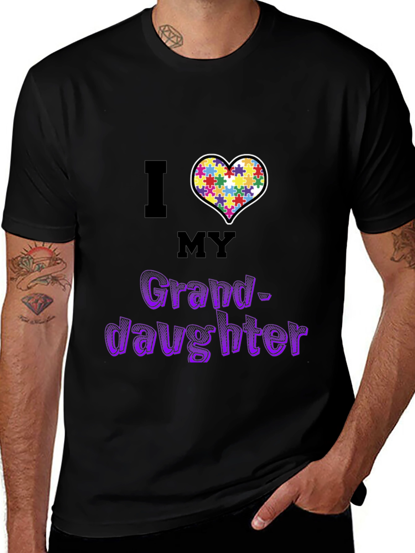 Variant 3 of I Love My Granddaughter Autism Awareness T-Shirt