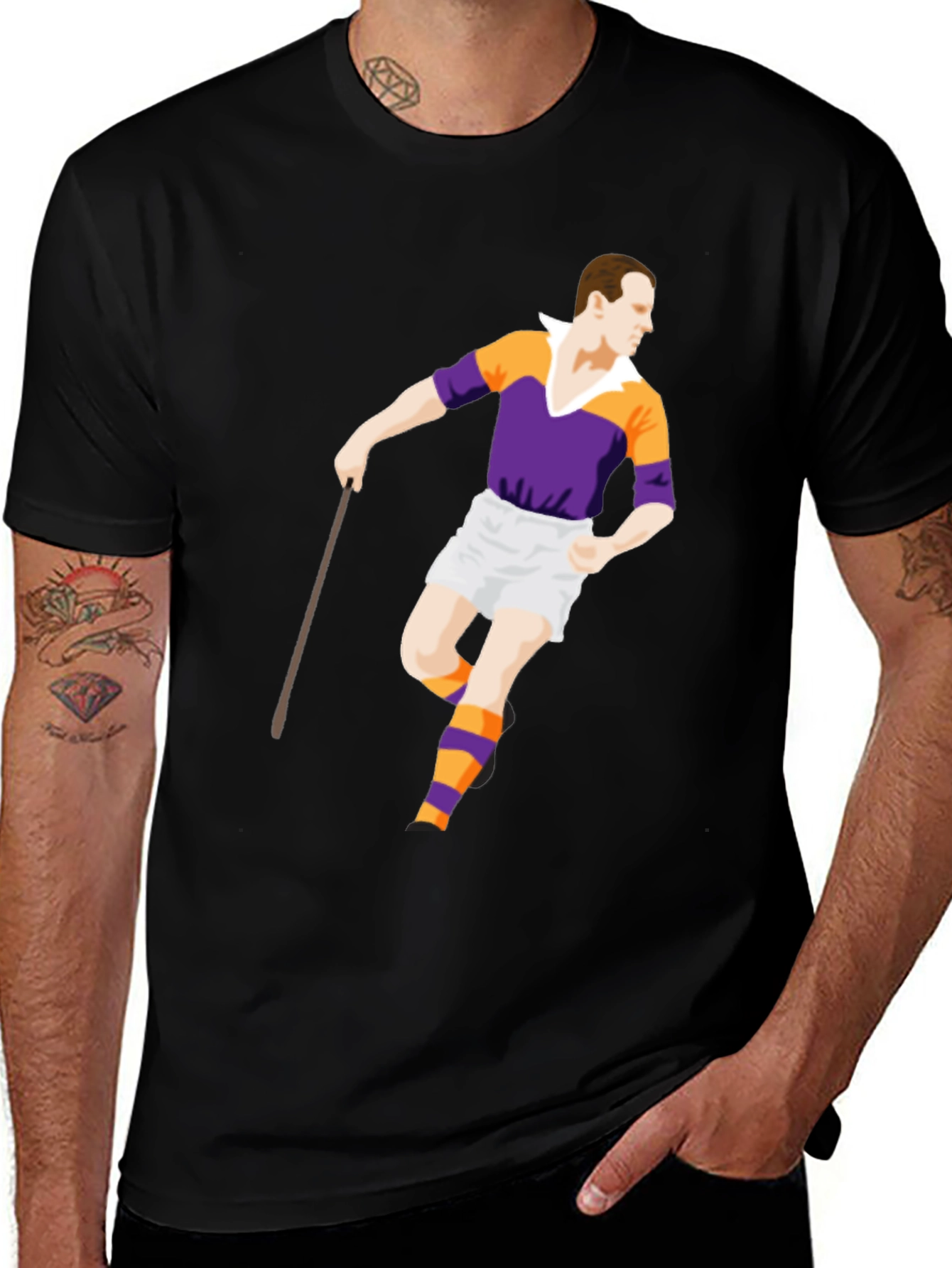 Variant 3 of Hurling Player Graphic T-Shirt - Black