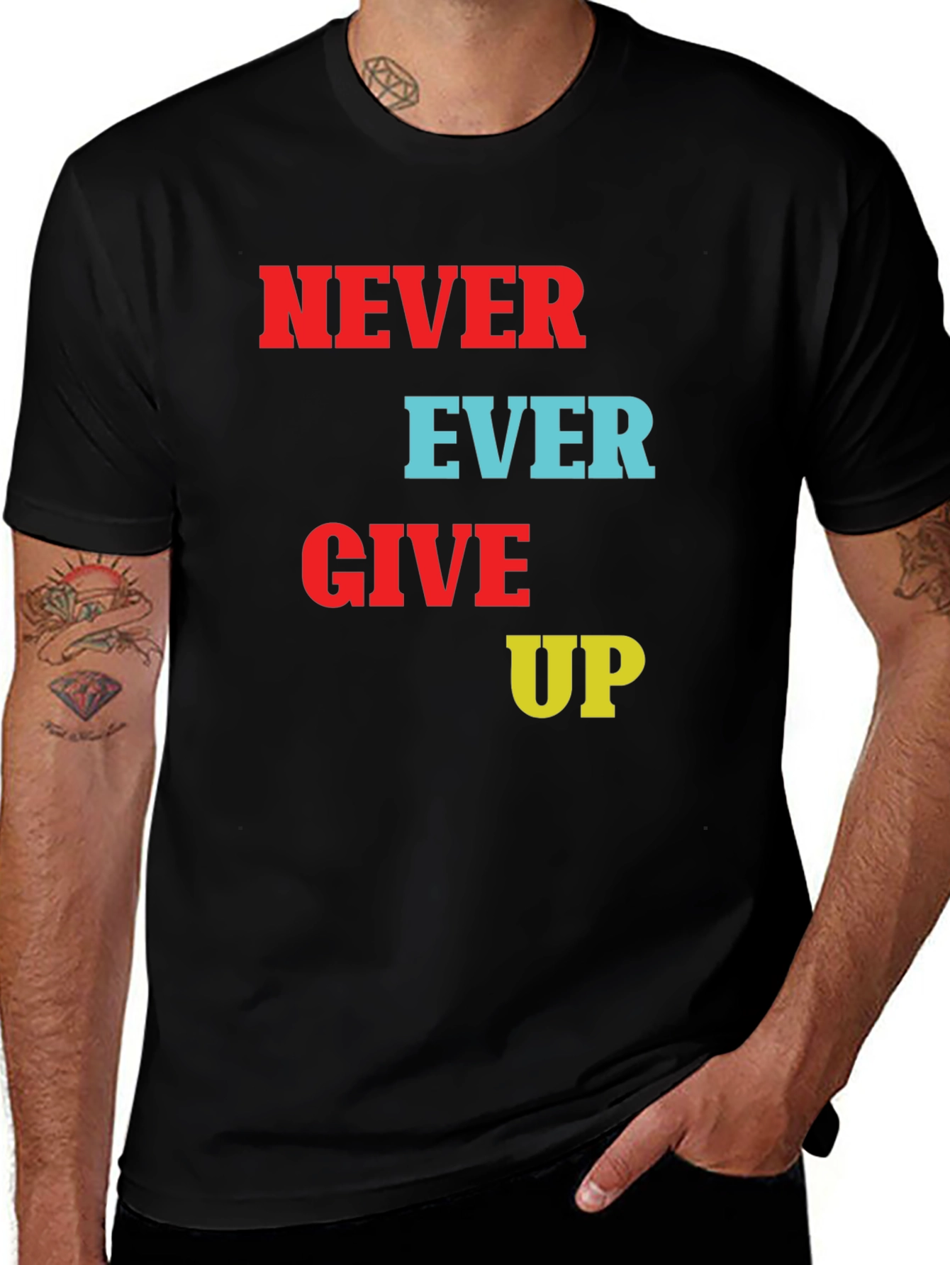 Variant 8 of Never Ever Give Up Graphic Tee - Motivational T-Shirt