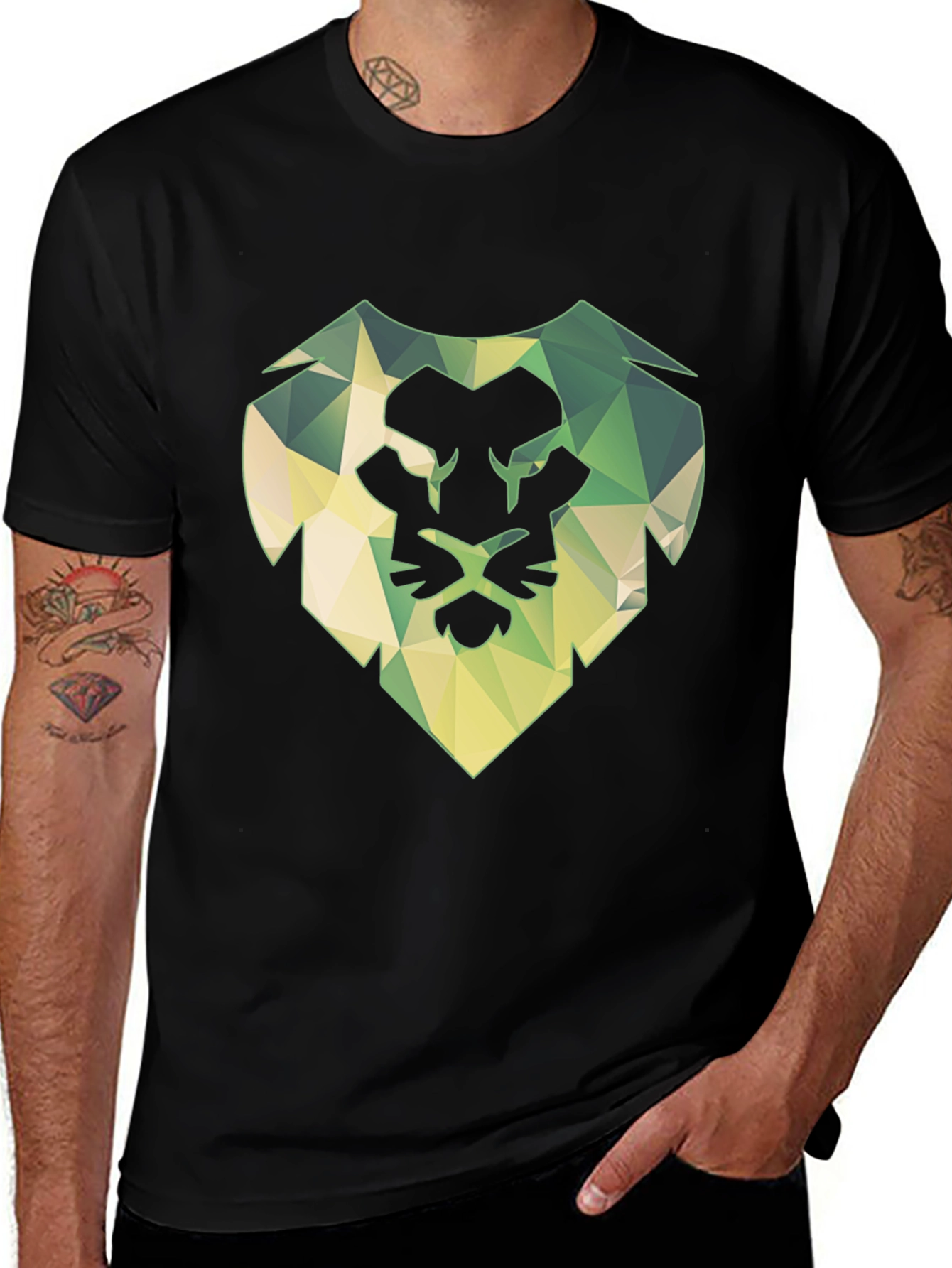 Variant 16 of Geometric Lion Head Graphic Print Men's T-Shirt