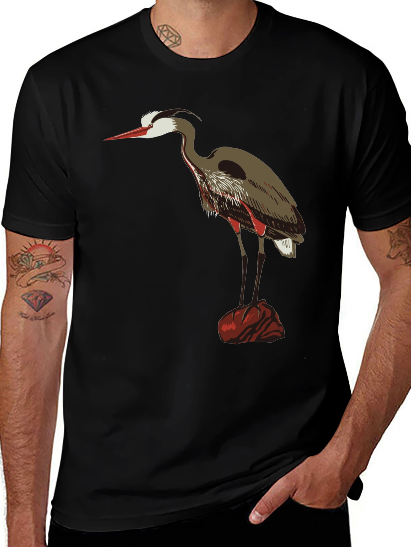 Variant 19 of Heron Graphic Tee - Stylish Black Cotton T-Shirt