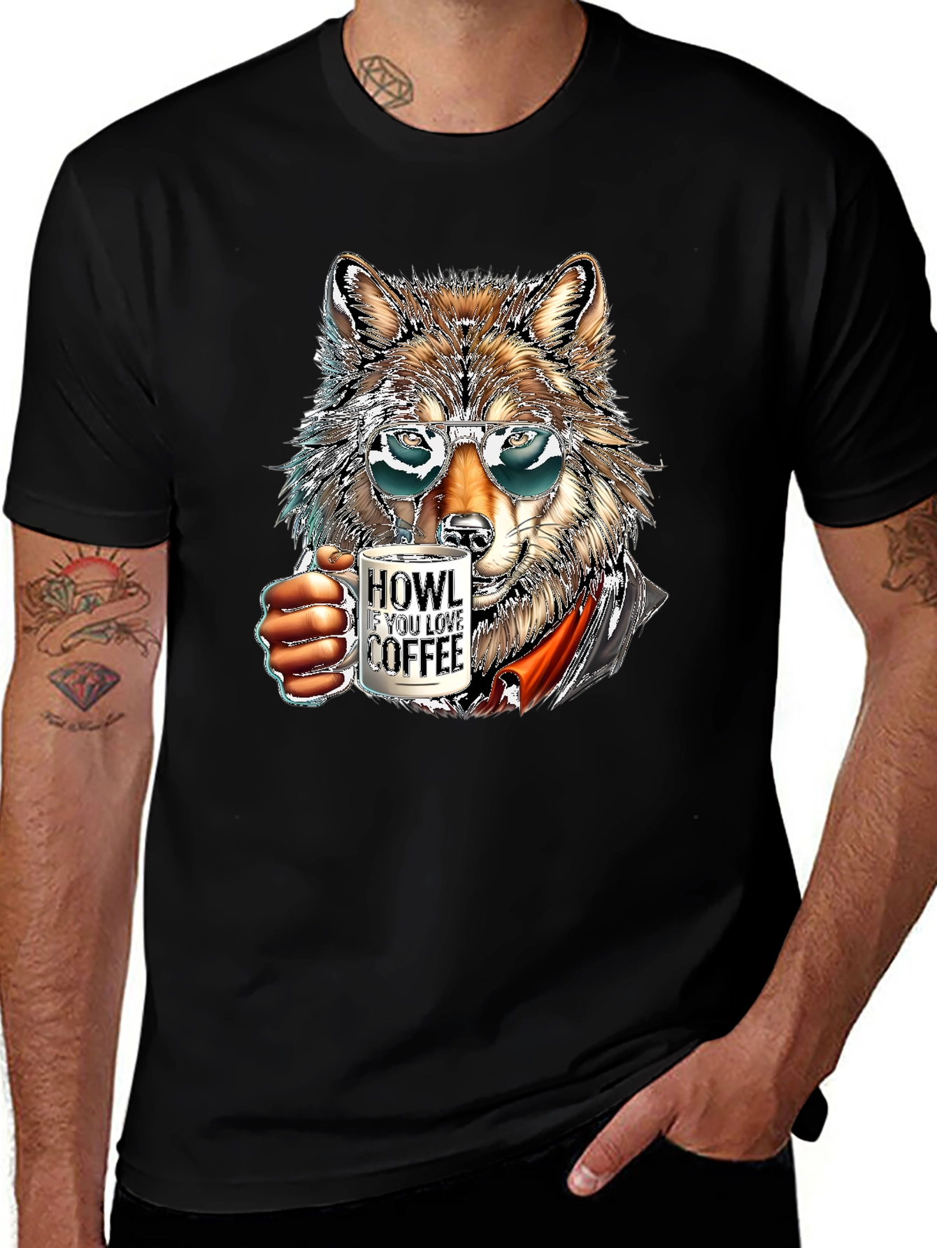Variant 9 of Cool Wolf Coffee Lover T-Shirt