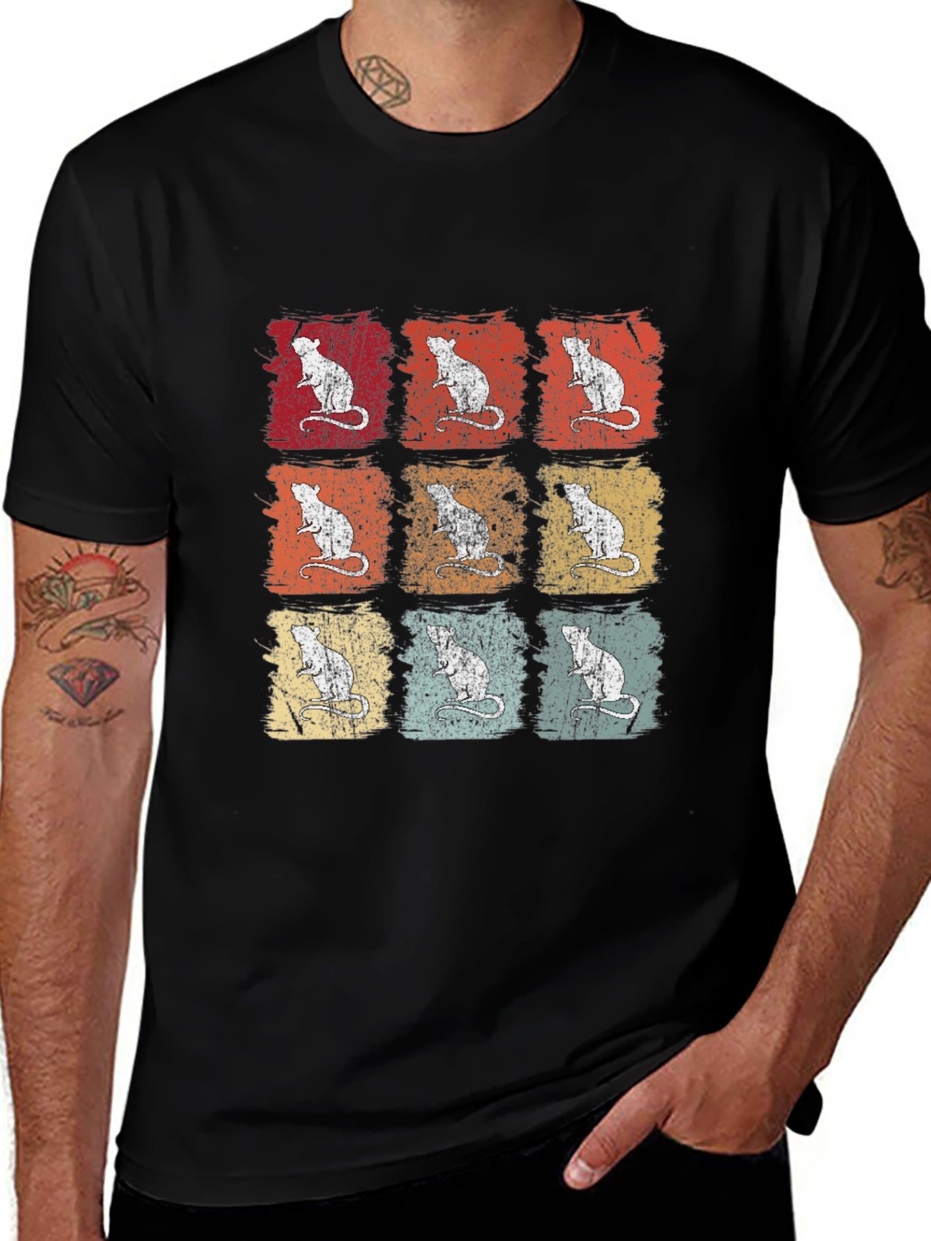 Variant 7 of Vintage Retro Rat T-Shirt - Quirky Animal Graphic Tee