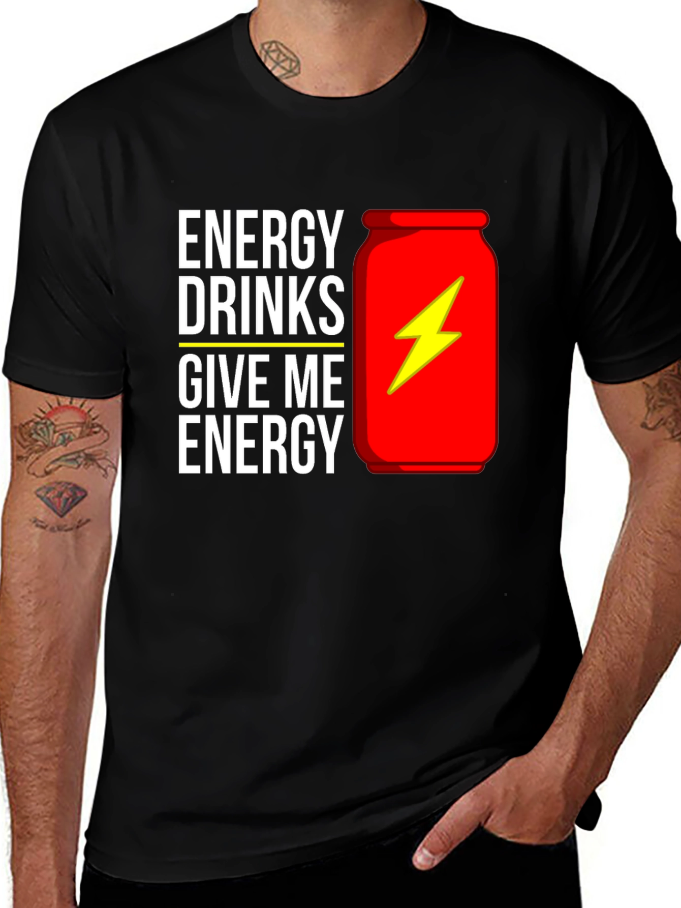 Variant 22 of Energy Drink Graphic T-Shirt - Black Cotton Tee