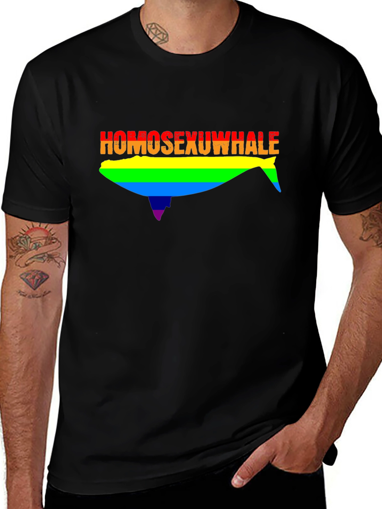 Variant 16 of HOMOSEXUWHALE Graphic Tee - Pride Rainbow Whale