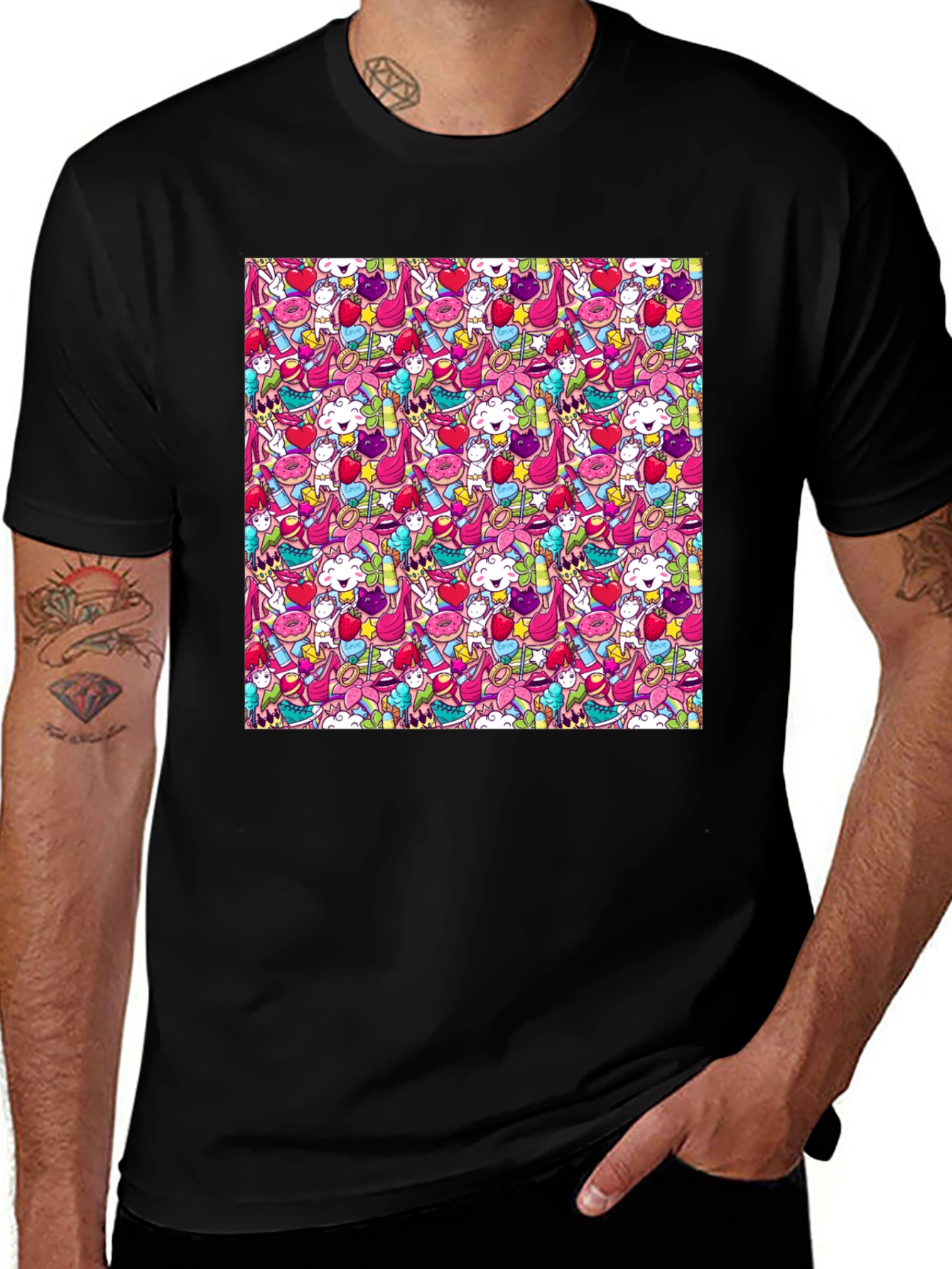 Variant 22 of Fun Doodle Pattern Tee - Unique Graphic Print Shirt