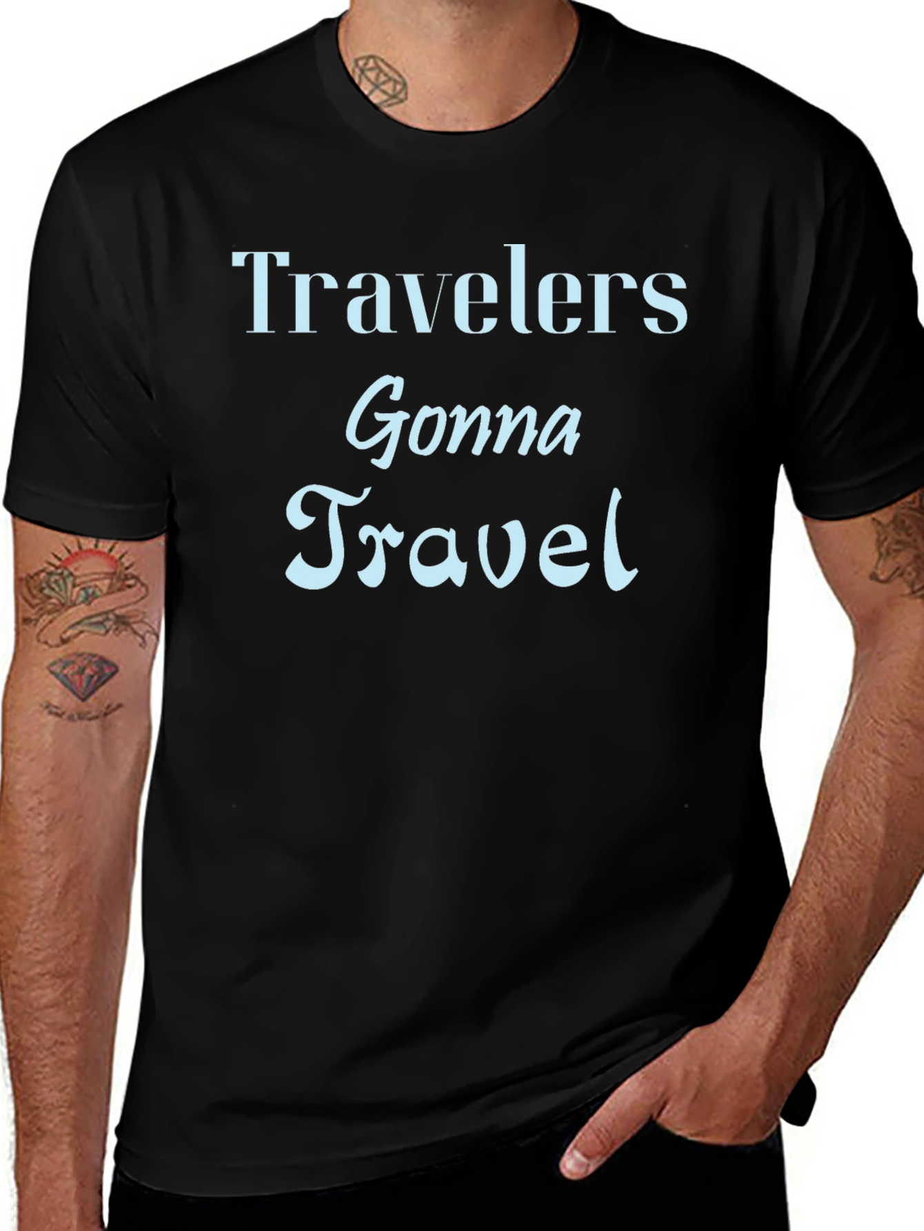 Variant 22 of Travelers Gonna Travel Black T-Shirt