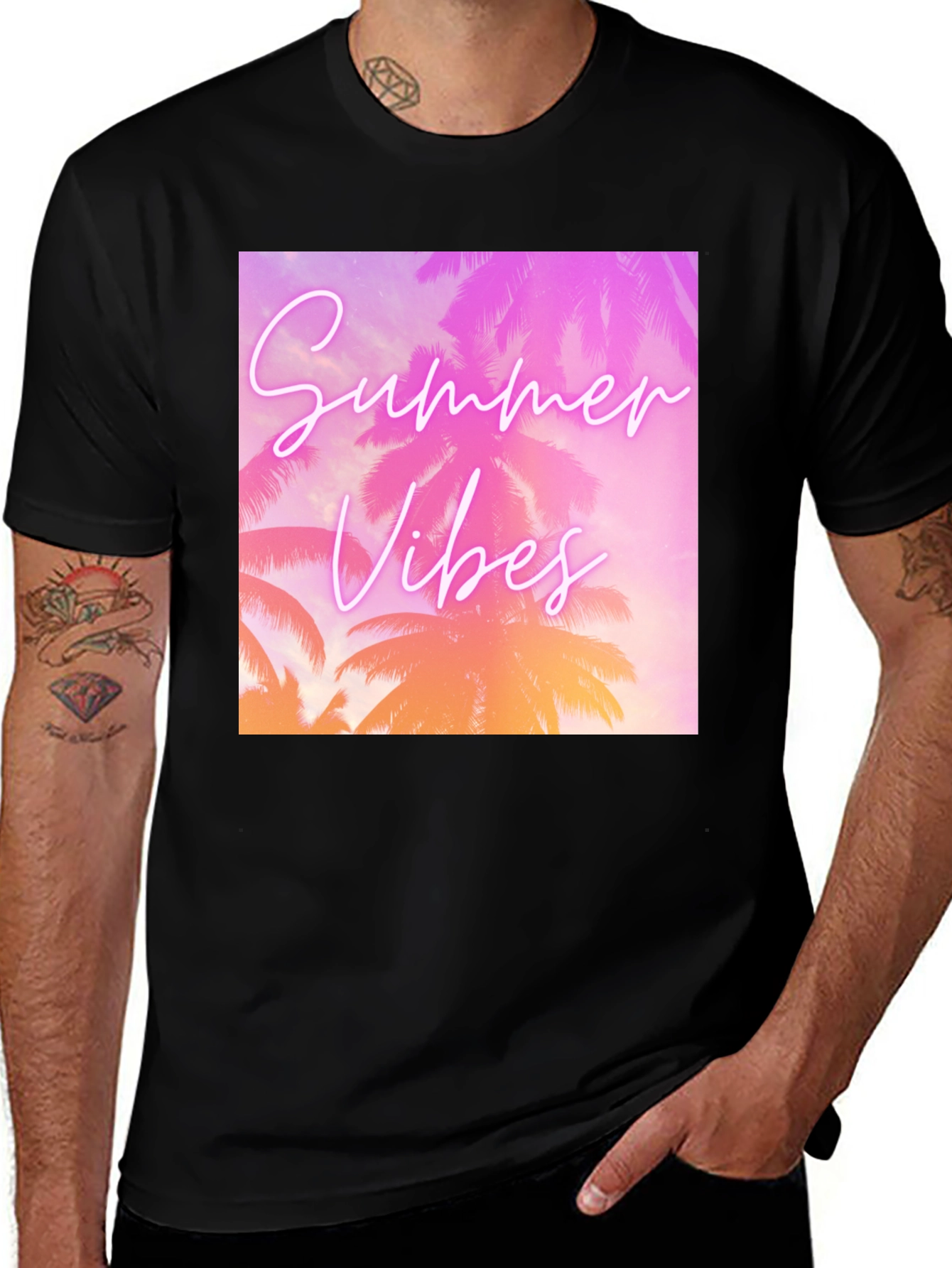 Variant 14 of Summer Vibes Graphic T-Shirt - Tropical Palm Tree Design