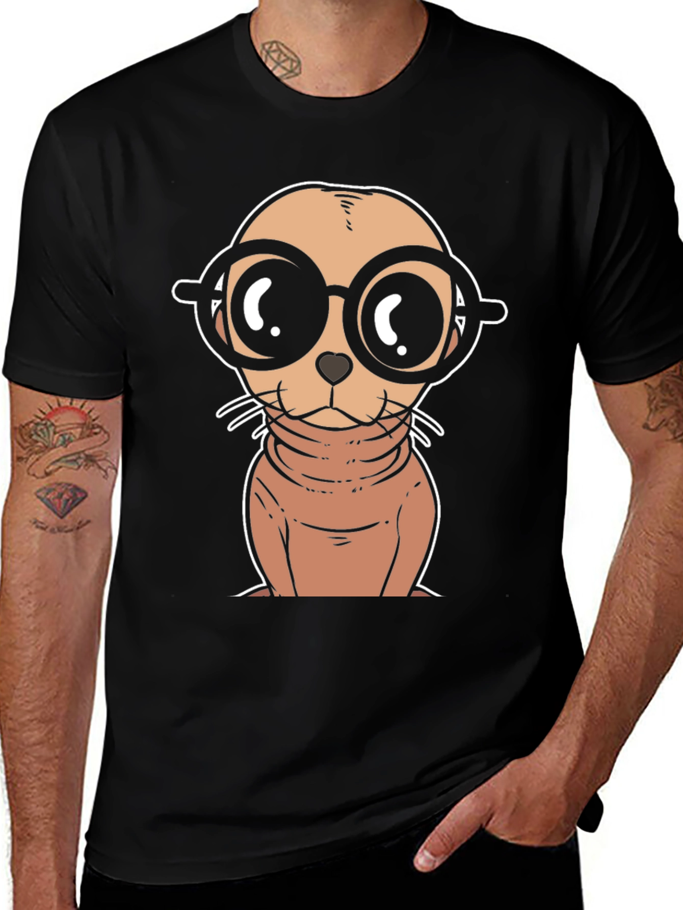 Variant 3 of Cartoon Seal with Glasses T-Shirt