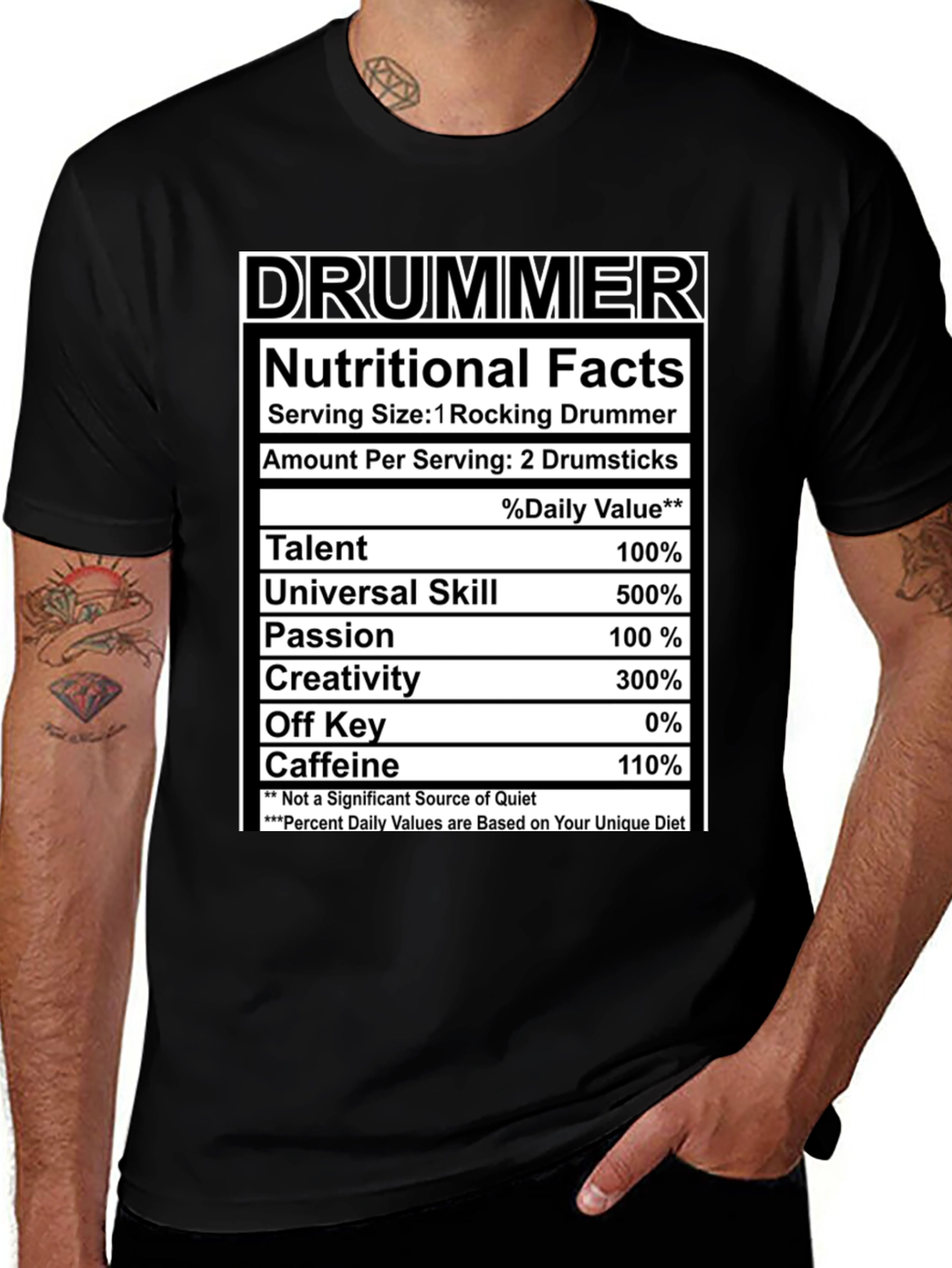 Variant 8 of Drummer Nutritional Facts Black T-Shirt